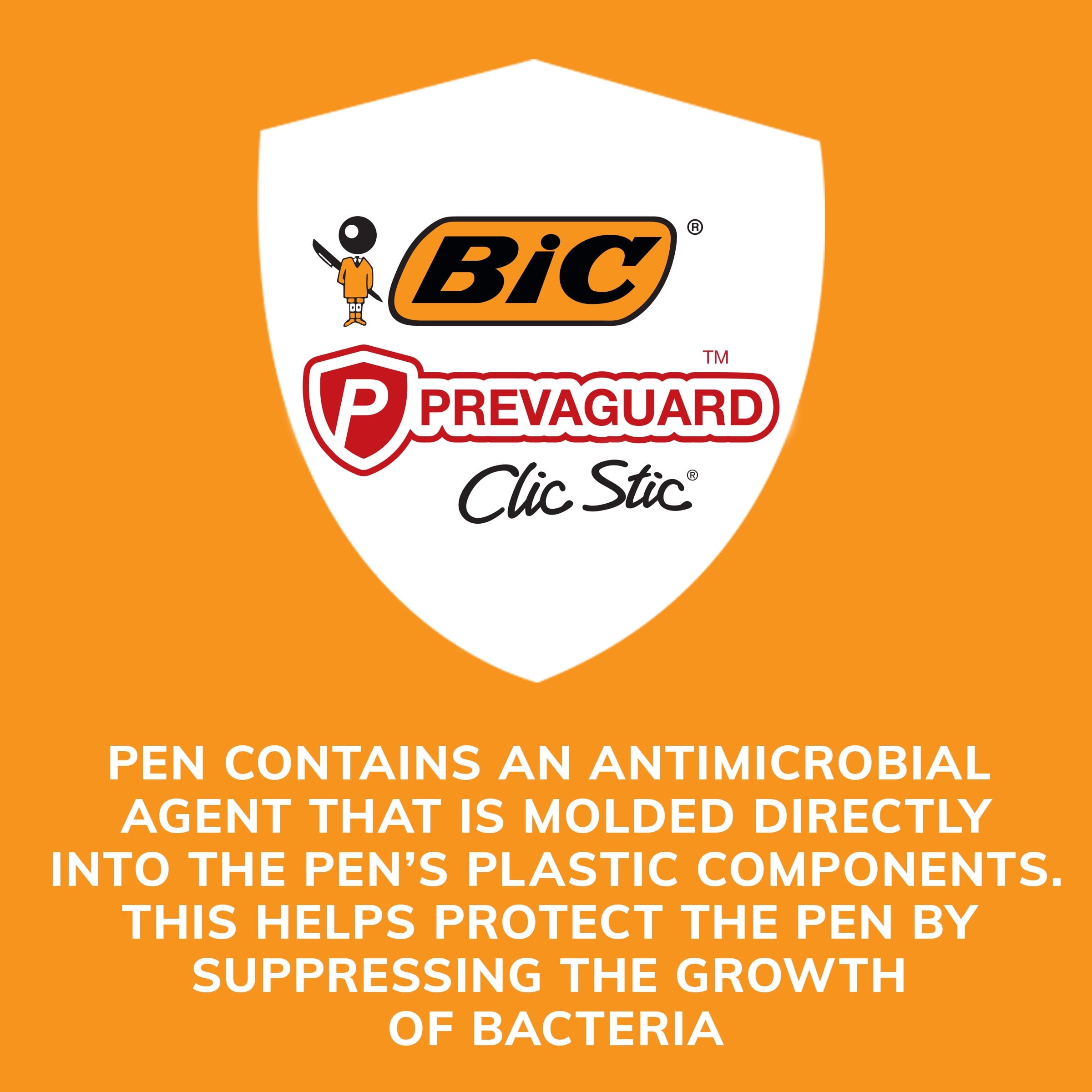 BIC Prevaguard Retractable Ball Pen, Medium (1.0mm), Black, 12 Count