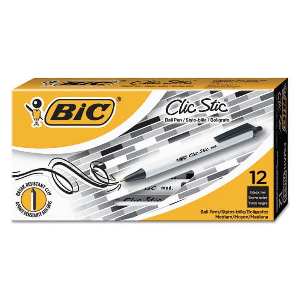 Clic Stic Ballpoint Pen Value Pack, Retractable, Medium 1 Mm, Black Ink, White Barrel, 24/pack | Bundle of 2 Packs