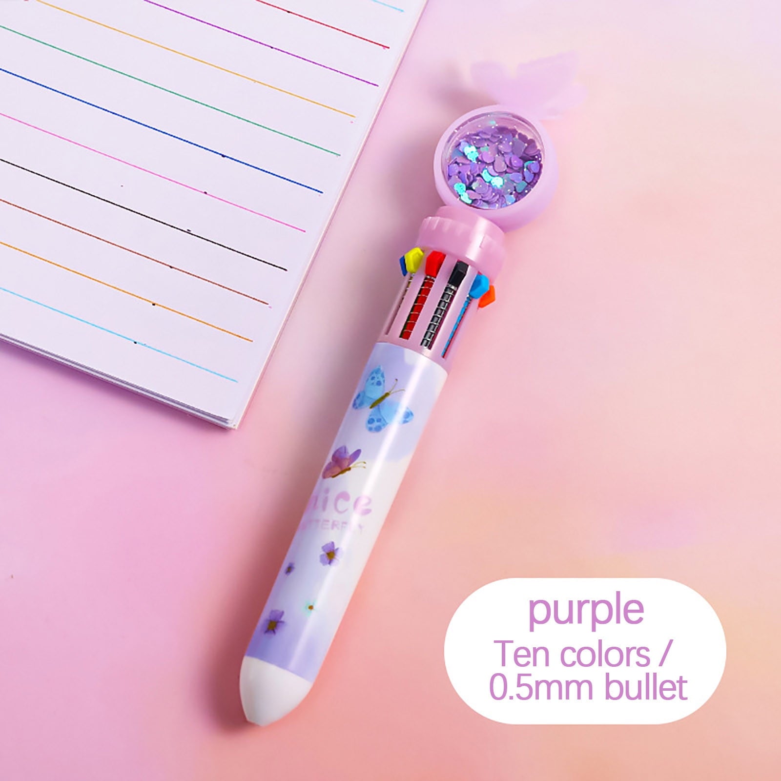 Fridja 0.5mm 10-Color Ballpoint Pen, Retractable Ballpoint Pens For Office School Students Kids Gift 10ml