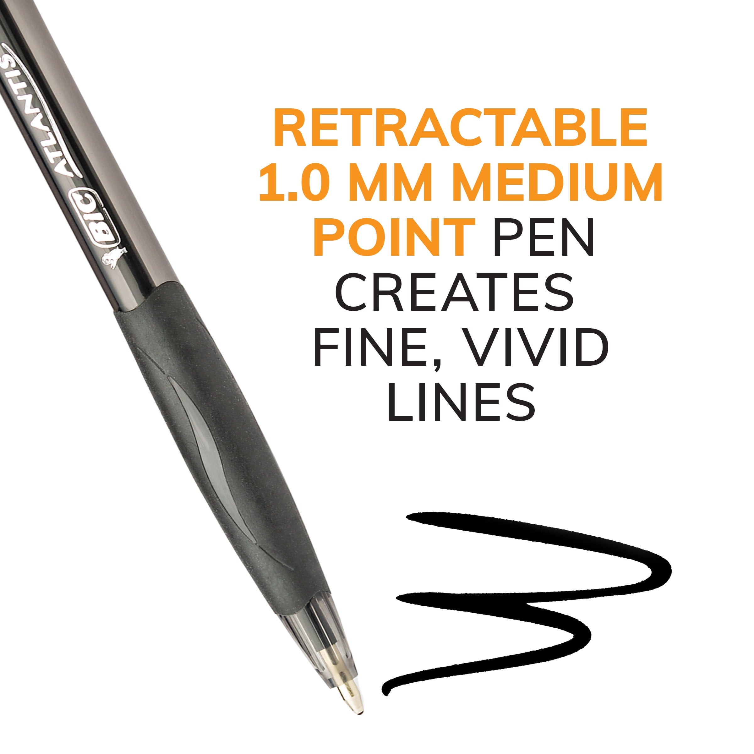 BIC Glide Original Retractable Ball Pens, Medium Point (1.0 mm), Black, 2-Count