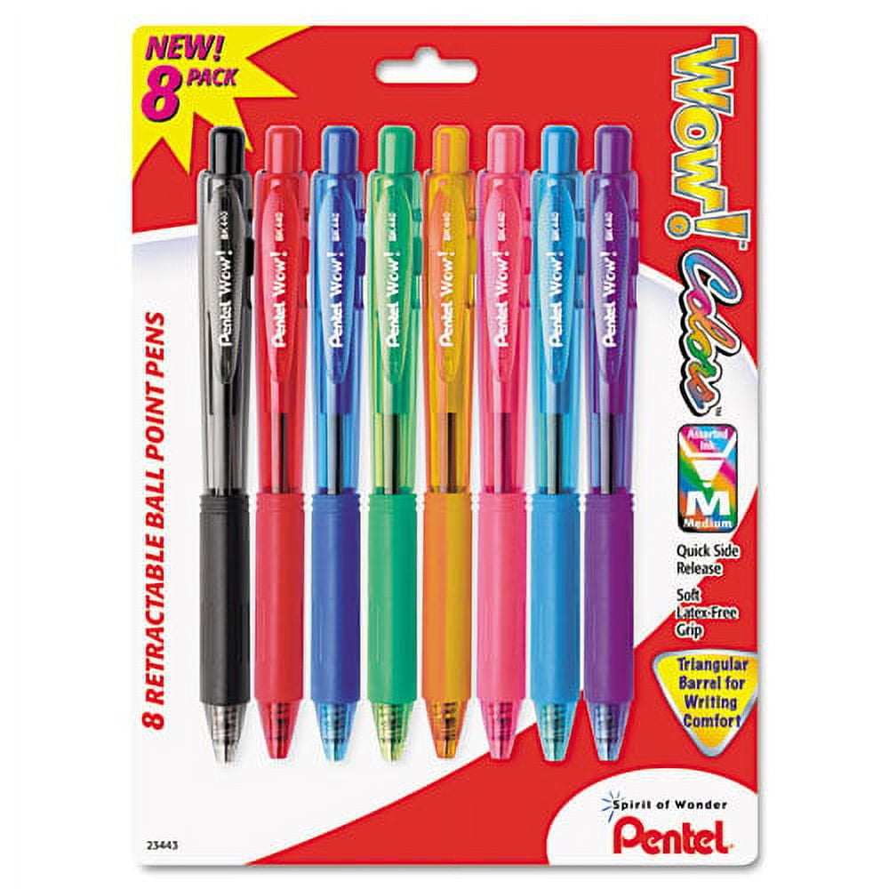 Pentel Wow! Colors Retractable Ball Point Pens Medium 8/Pkg-Assorted Colors