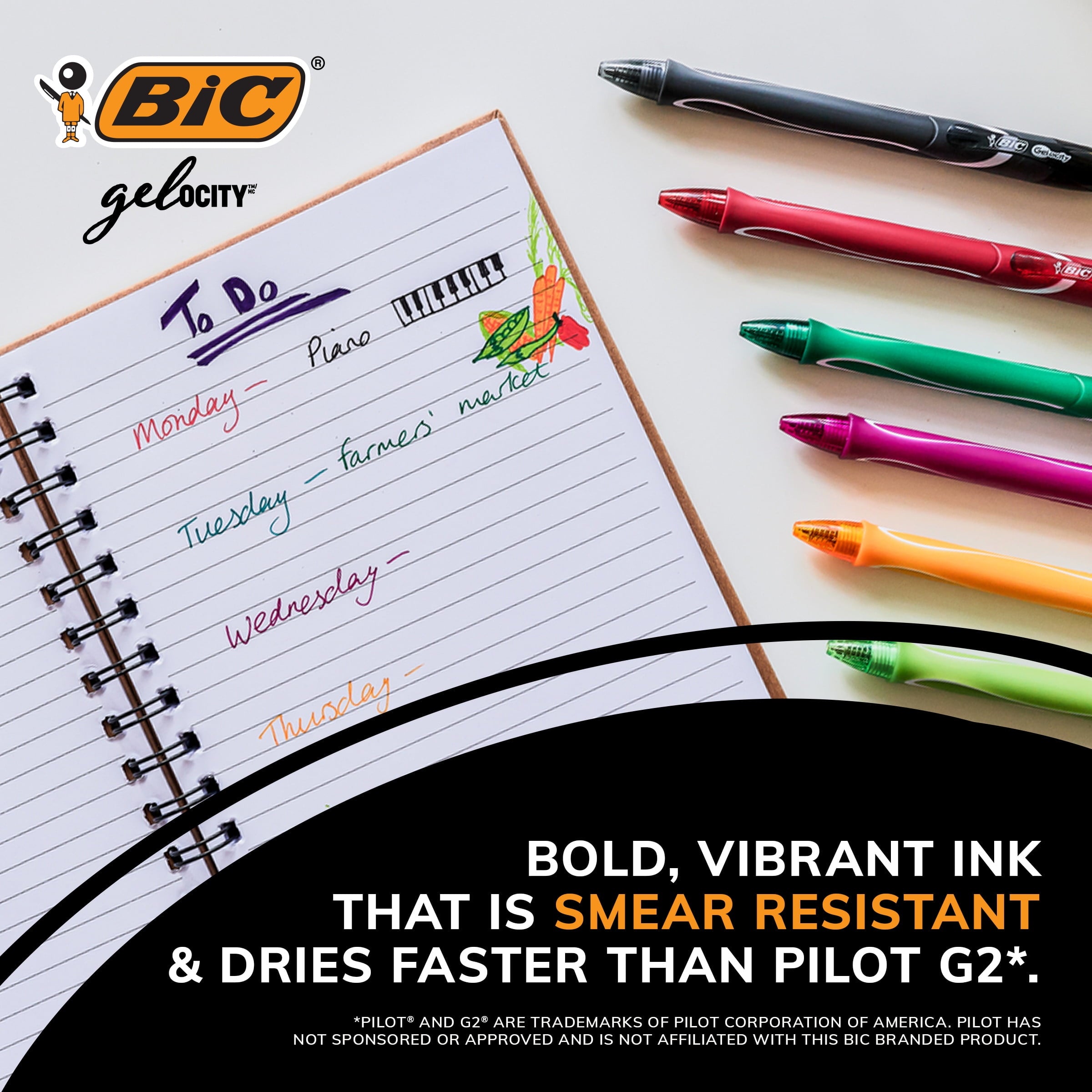 BIC Gelocity Quick Dry Assorted Color Gel Pens, Medium Point (0.7mm), 16-Count