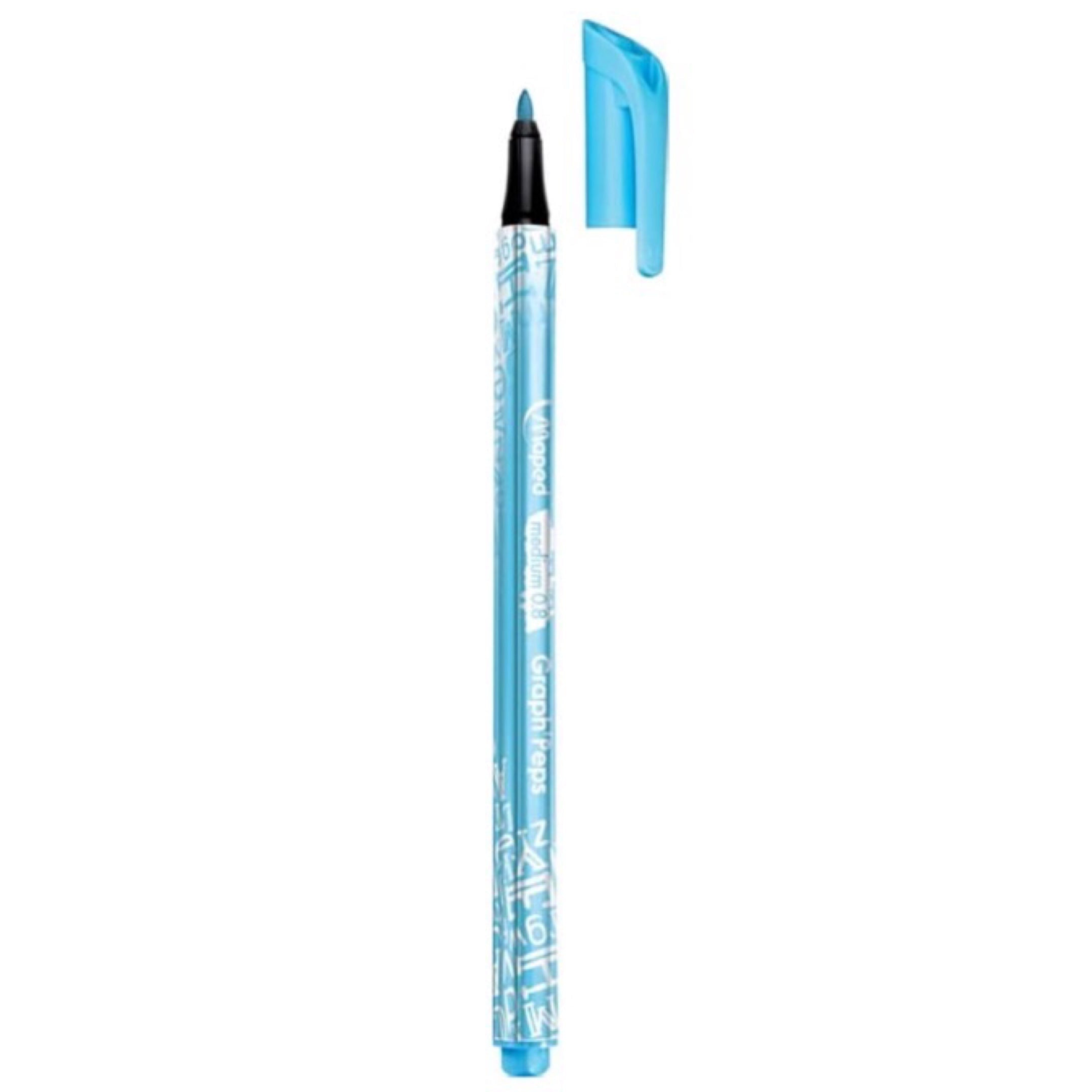 Maped Graph'Peps Medium Tip Triangular Felt Pens in Reusable Case - 12 Colors, Multi-Color