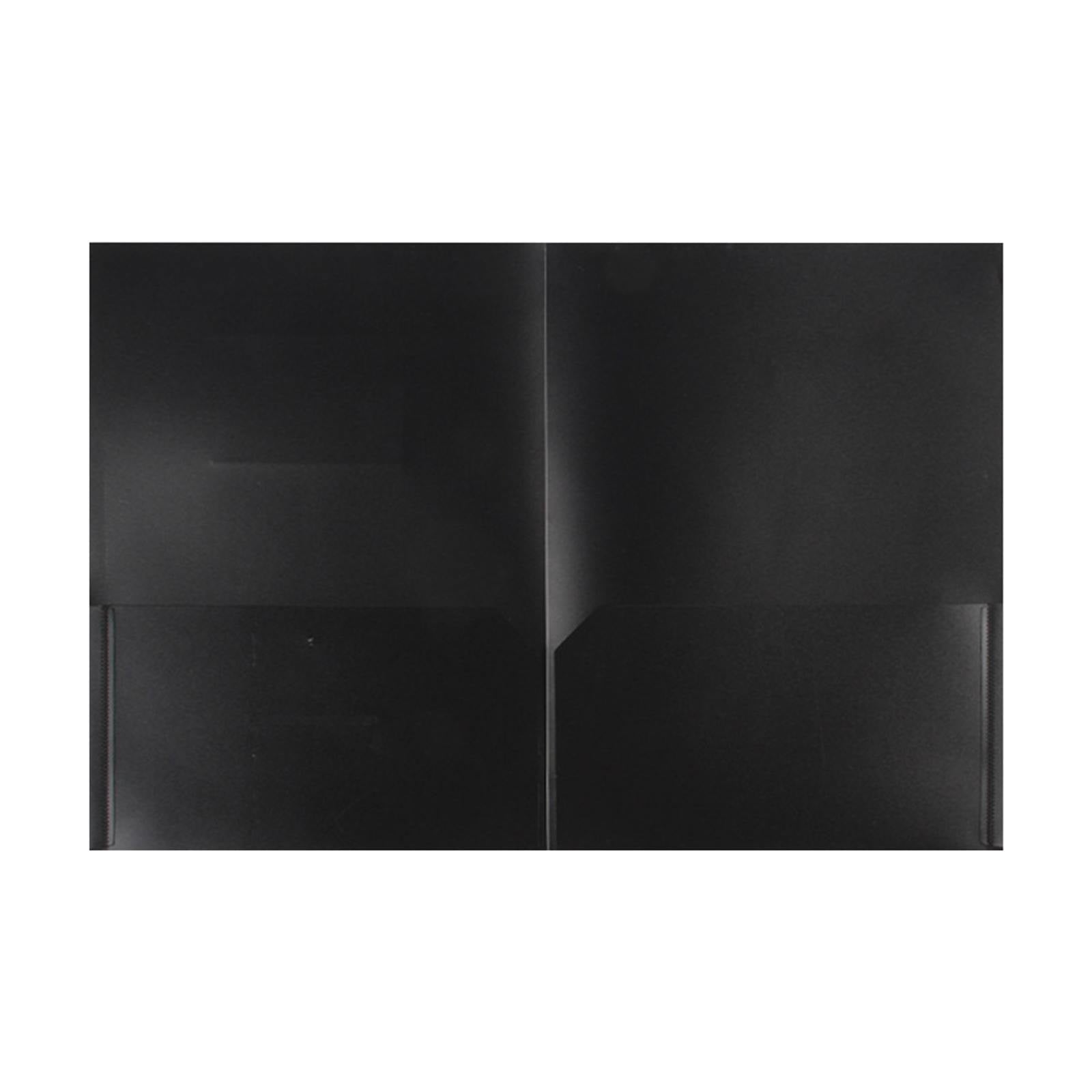 Plastic Pocket File Folders No Prongs, Poly Folders with Prongs for School Office, Letter Size Colored 2 Pocket Folders No Prong Folders, Heavy Duty Plastic Folders with Pockets and No Brads(Black)