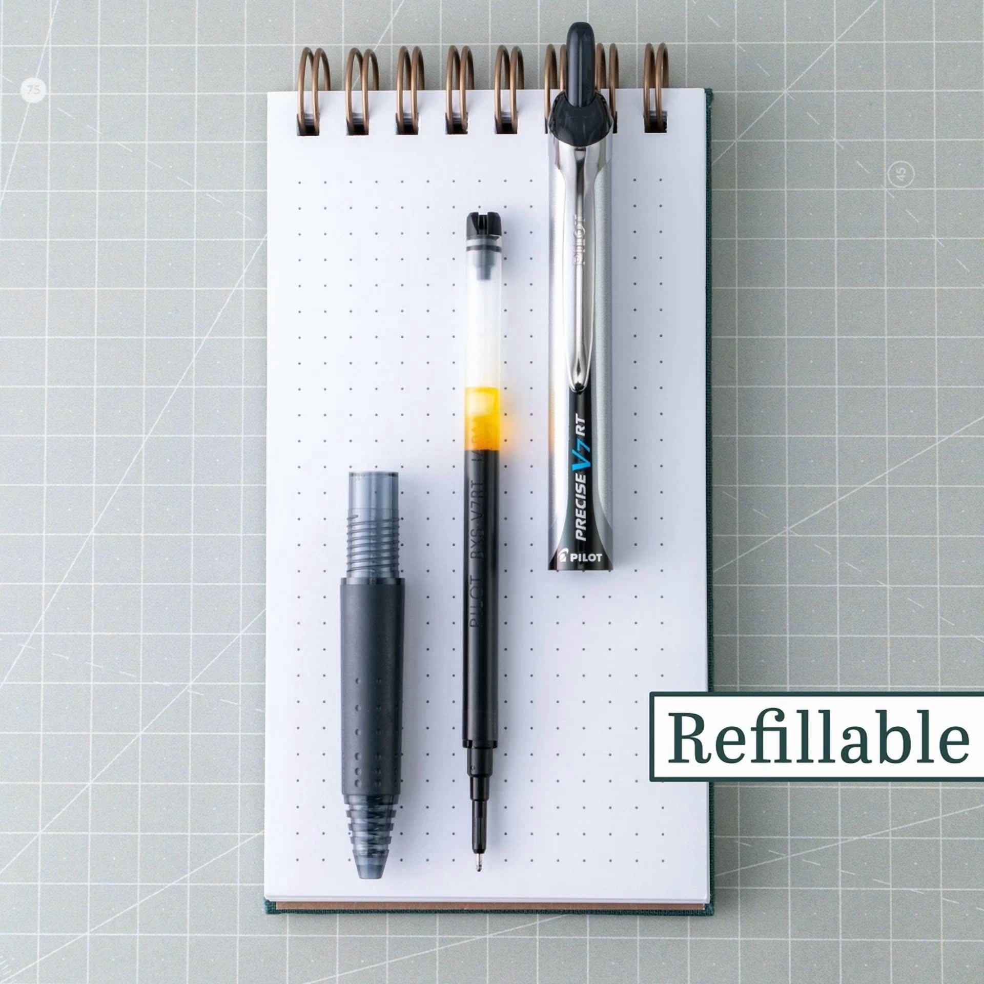 Fyna -Pilot Precise V7 Rt Retractable Rolling Ball Pens, Fine Point, Black Ink, 6 Pack