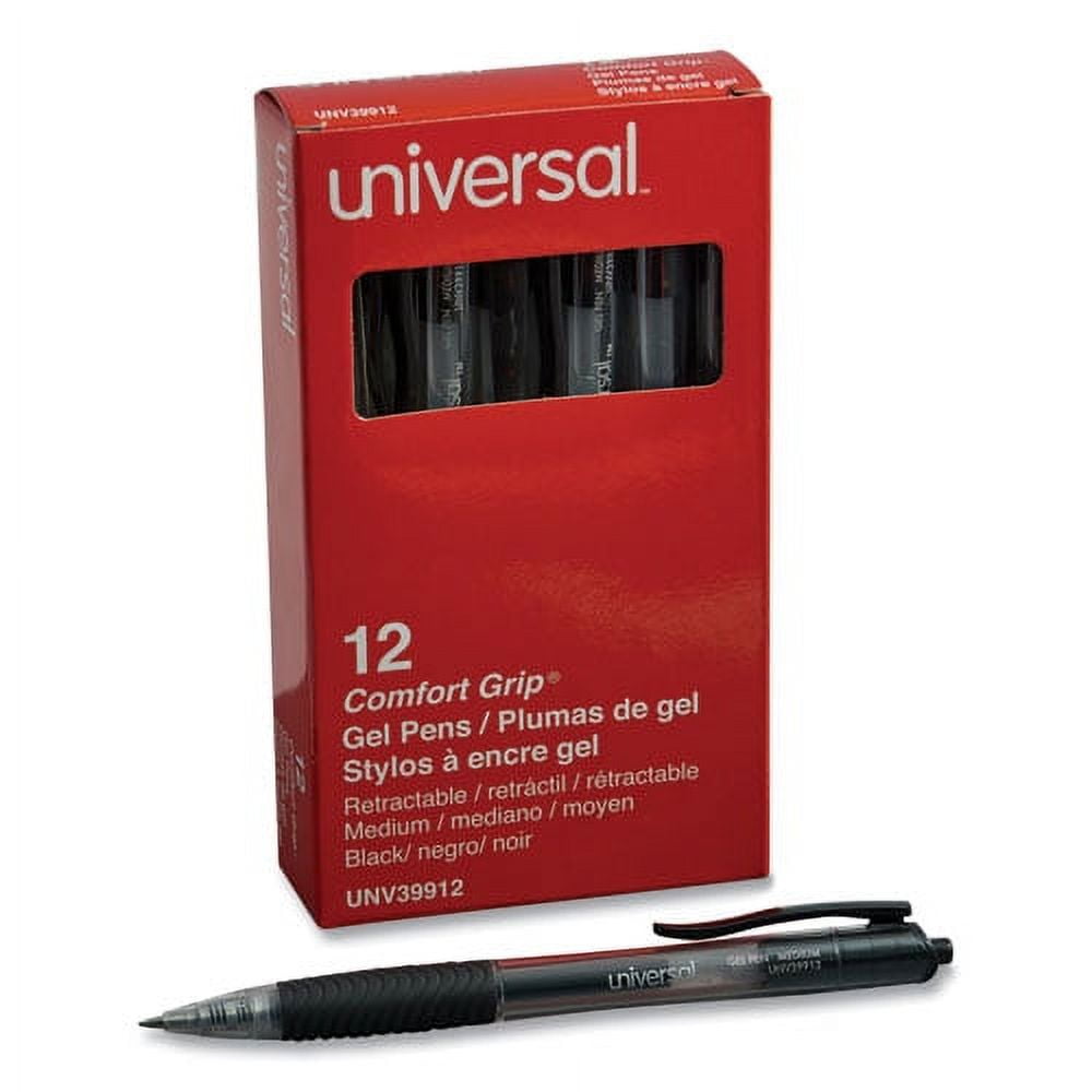 Comfort Grip Gel Pen, Retractable, Medium 0.7 Mm, Black Ink, Smoke Barrel, Dozen | Bundle of 5