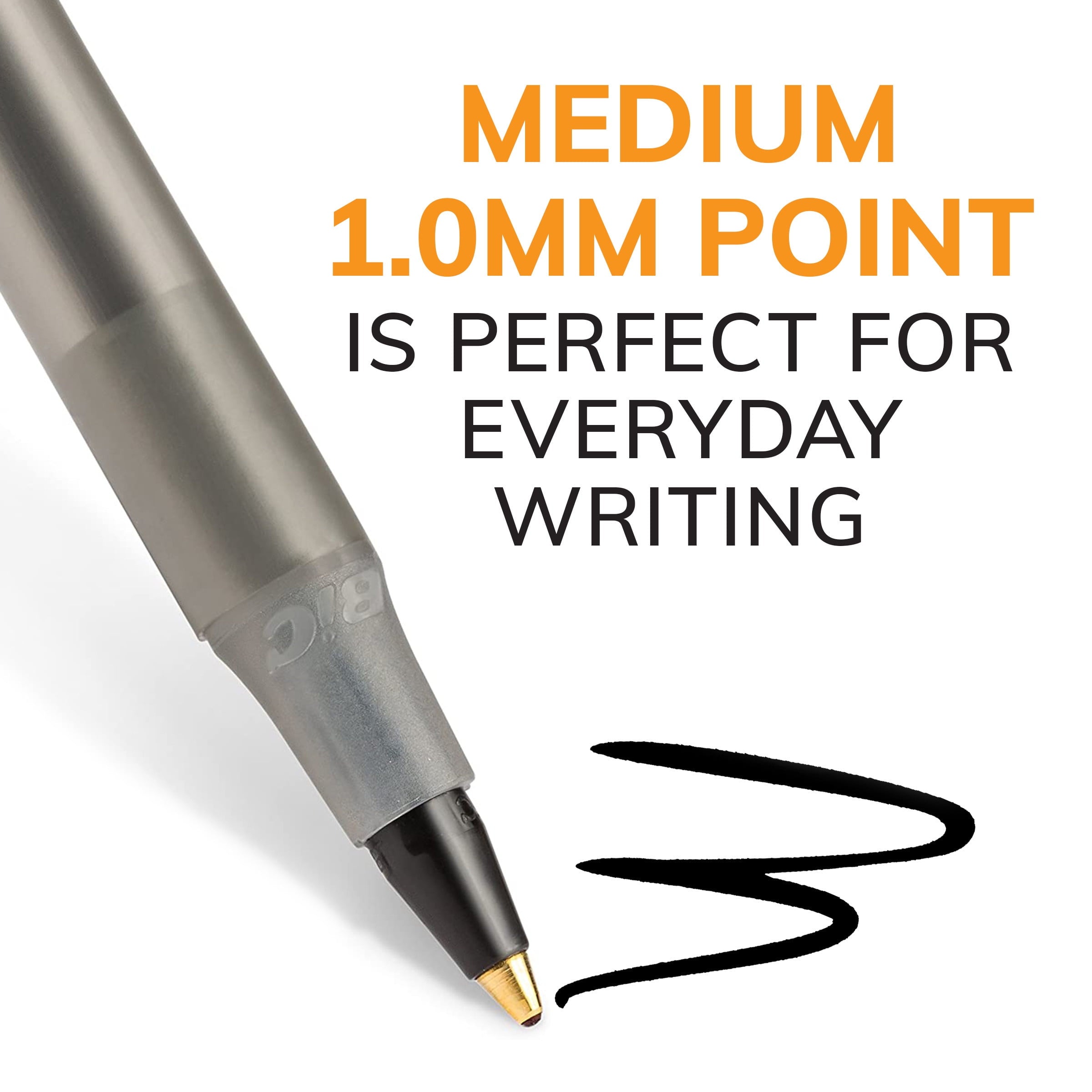 Bic Round Stic Ballpoint Pen, Medium Point, 1.00 mm, Black Ink, 10 Count