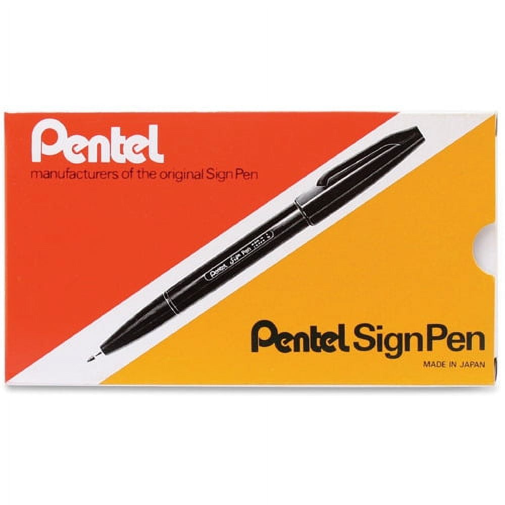 Pentel Fiber-tipped Sign Pens Bold Pen Point - Black Water Based Ink - Black Barrel - Fiber Tip - 12 / Dozen