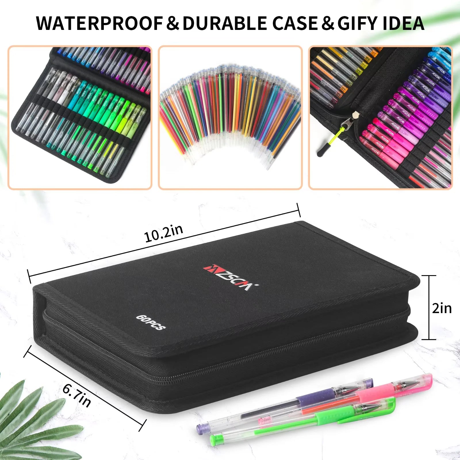Gel Pens for Adult Coloring Books, Glitter Neon Gel Pens Set Include 60 Colors Gel Marker Pens, 60 Matching Color Refills, for Drawing Gift Card Art Crafts Doodling Scrapbooks Journaling