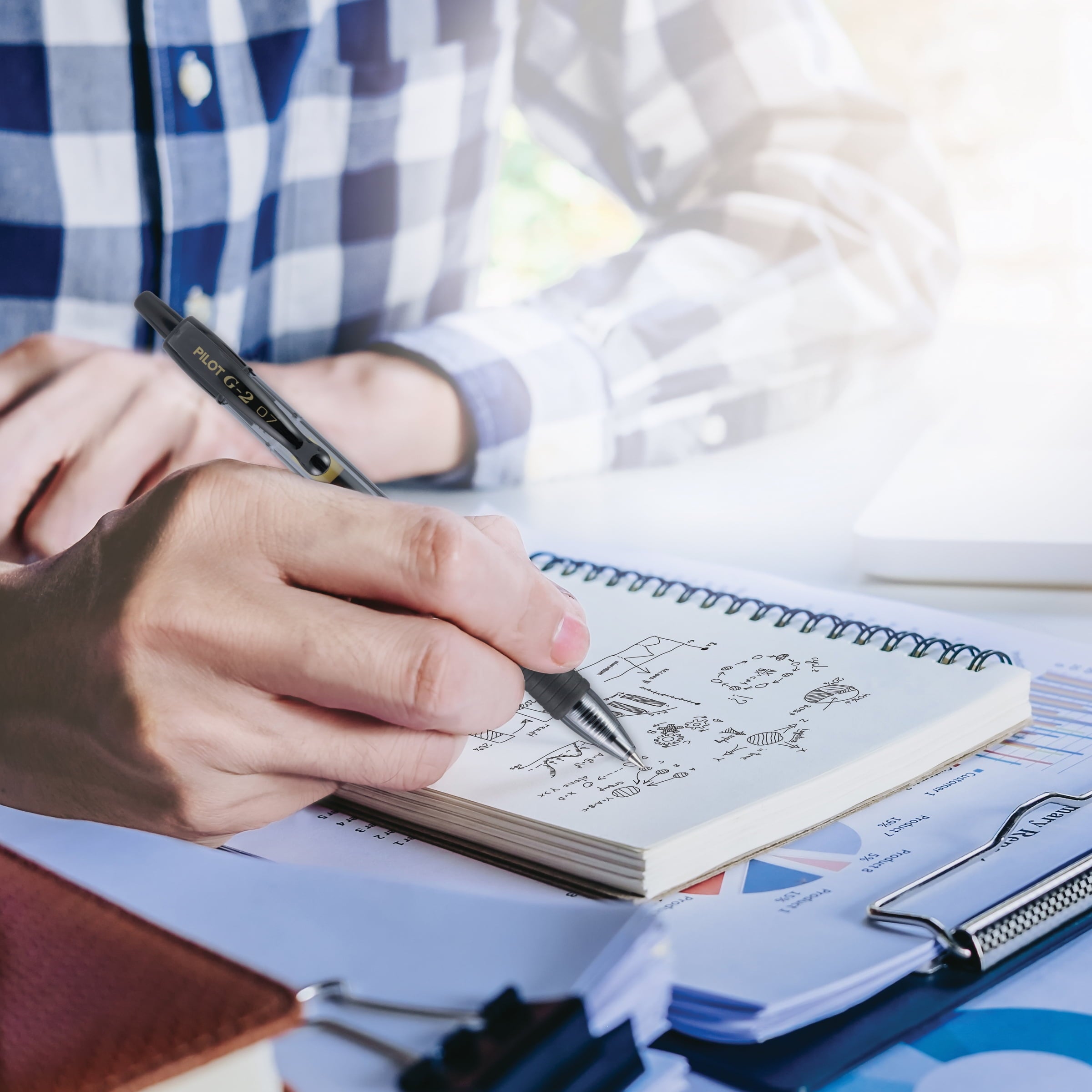 Pilot G2 Retractable Gel Ink Pens, Fine Point, 0.7 mm, Black Ink, 10 Pack