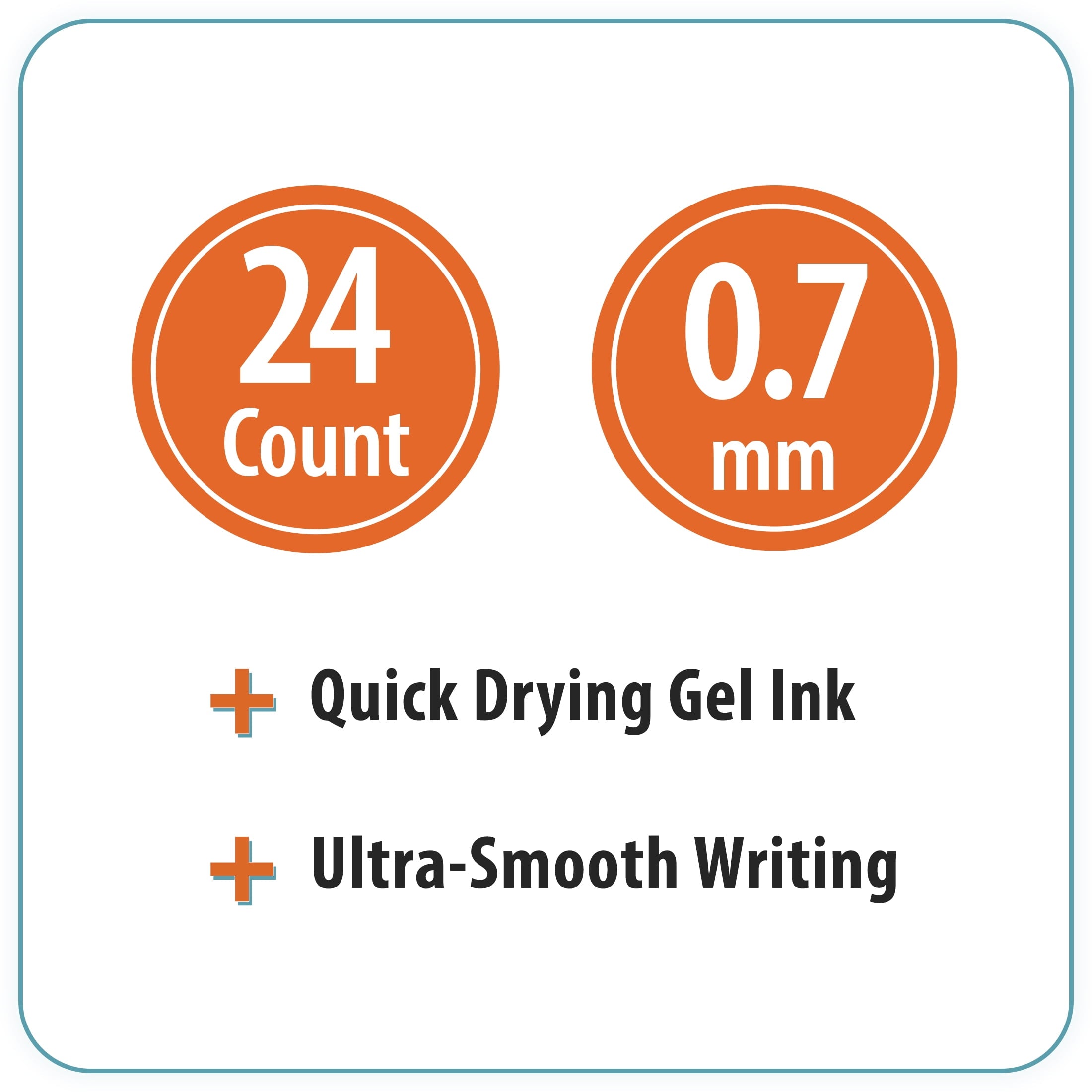 Pen+Gear Retractable Gel Pens, Medium Point, .07 mm, Assorted Colors, 24 Count