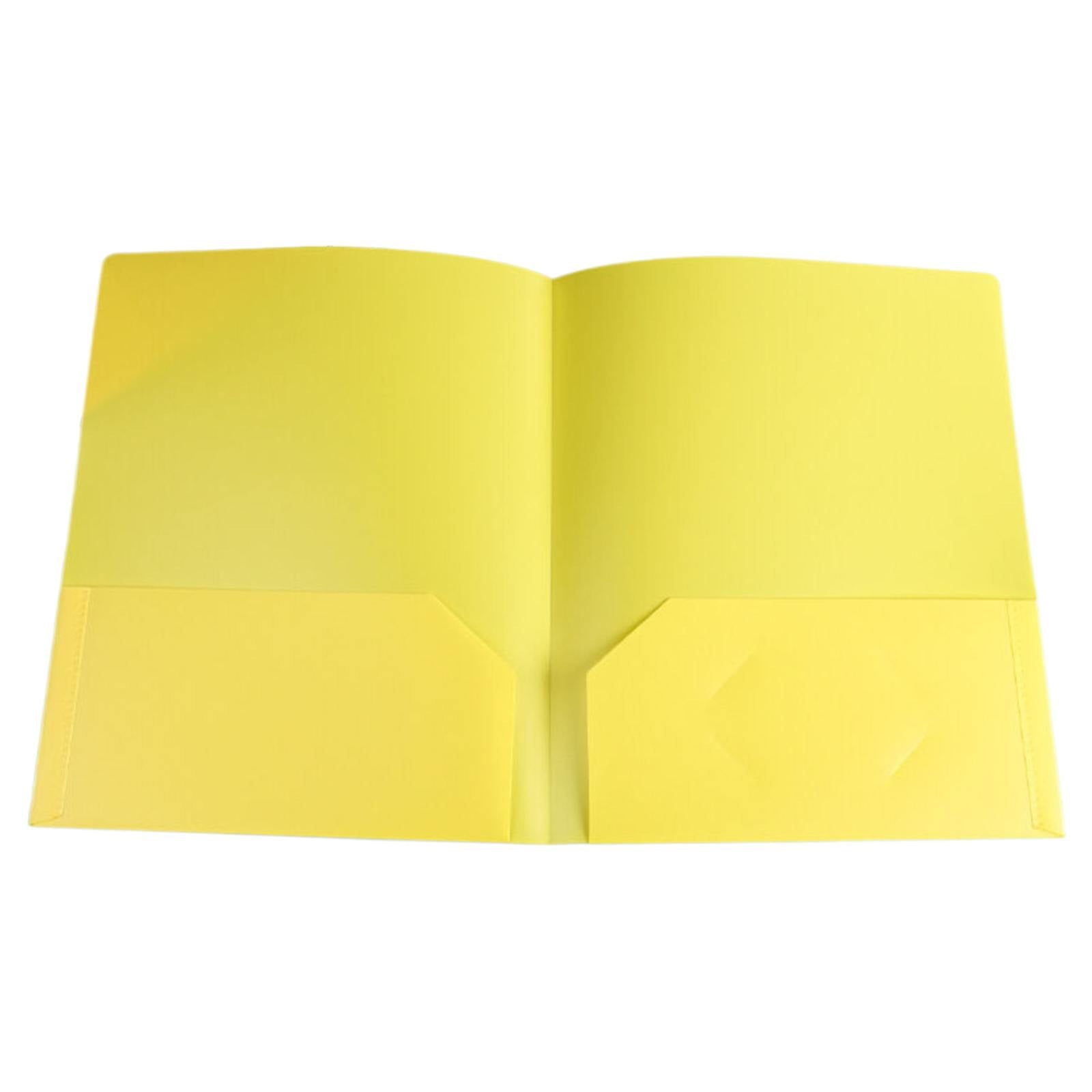 Heavy Duty Colored 2 Pocket Plastic Folders, Two Pocket Plastic Folders with Pockets for School, and Business Card Slot, Home, and Work (Black) 9.45x11.42"