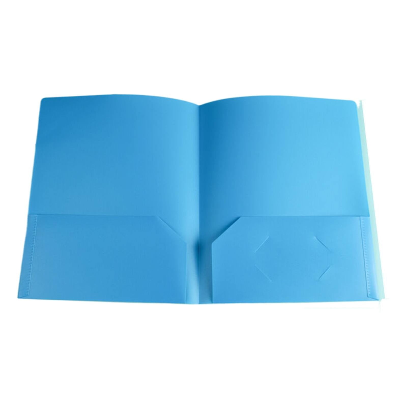 Heavy Duty Colored 2 Pocket Plastic Folders, Two Pocket Plastic Folders with Pockets for School, and Business Card Slot, Home, and Work (Black) 9.45x11.42"