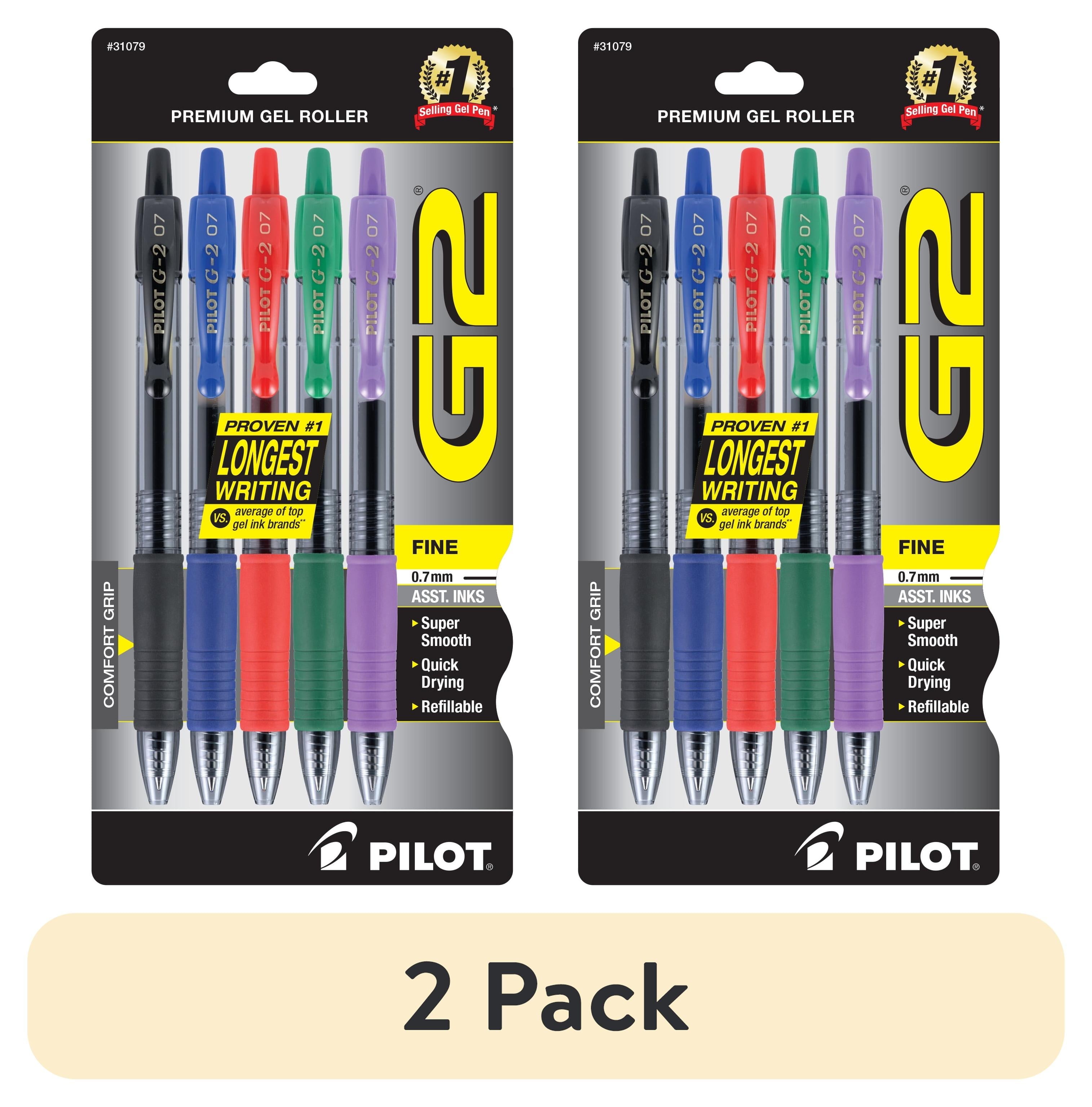 Pilot G2 Premium Retractable Gel Ink Pens, Fine Point, Assorted Ink, 5 Count