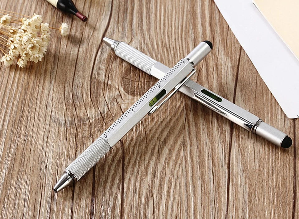 Multi-Word 6 In 1 Multi Function Tool Ballpoint Pen With Ballpoint Ruler Scre...