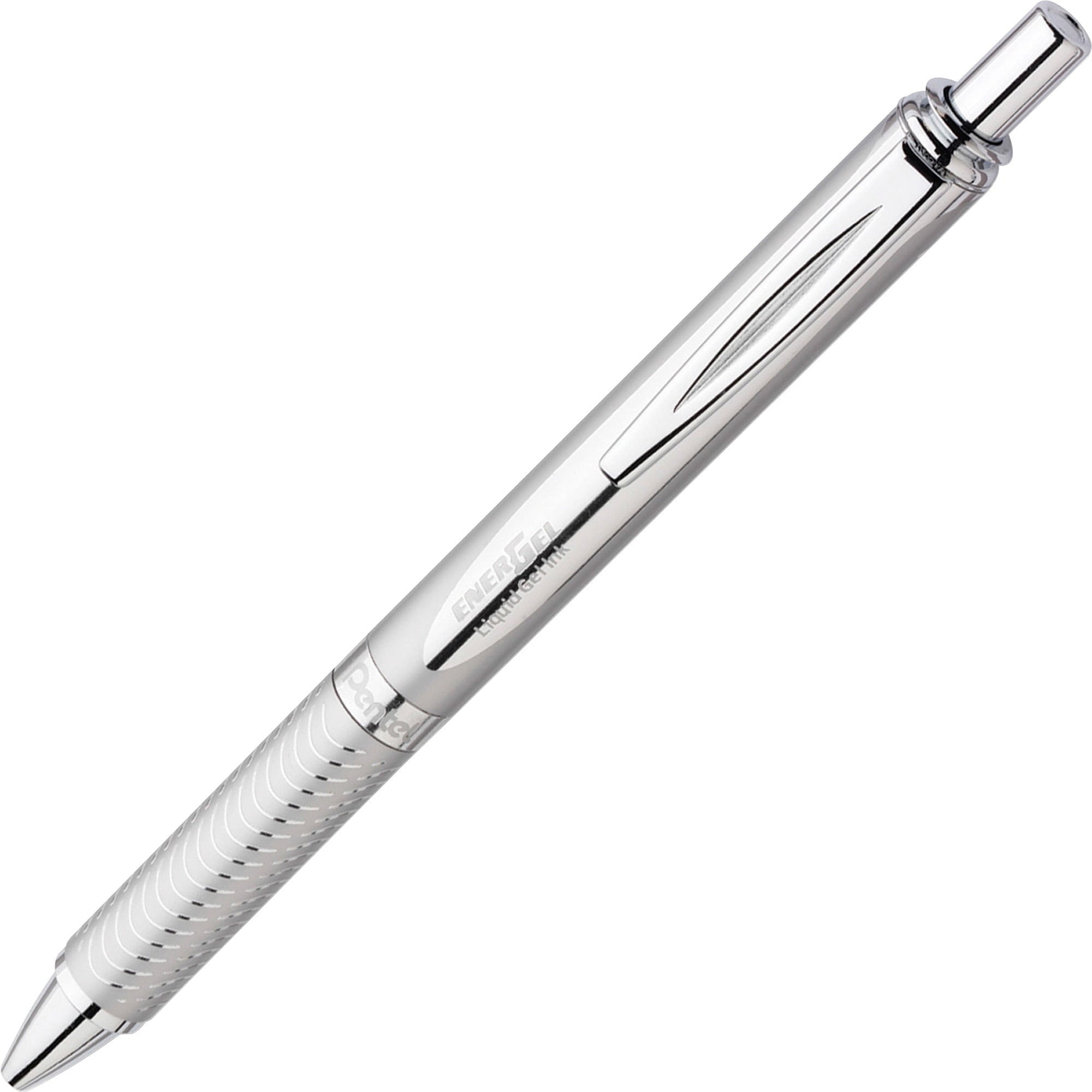 Pentel EnerGel Alloy Retractable Premium Liquid Gel Pen, (0.7mm) Metal Tip, Medium Line, Silver Barrel, Black Ink