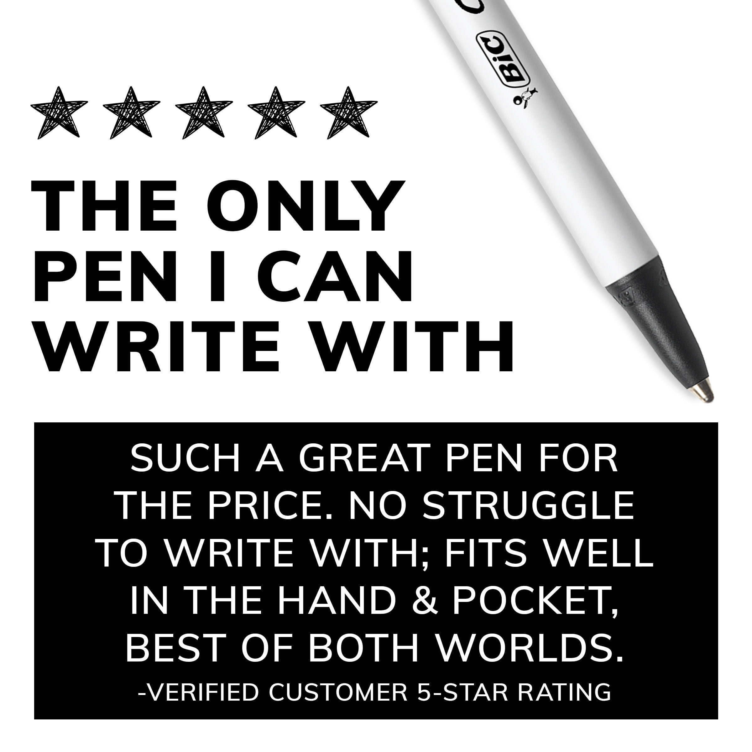 BIC Clic Stic Retractable Ball Pen, Medium Point, Black, 12-Pack