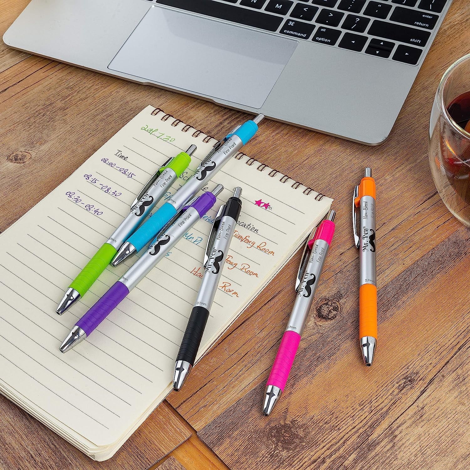 Mr. Pen No Bleed Pens, Bible Pens, Fine Tip, Assorted Color, Pack of 6