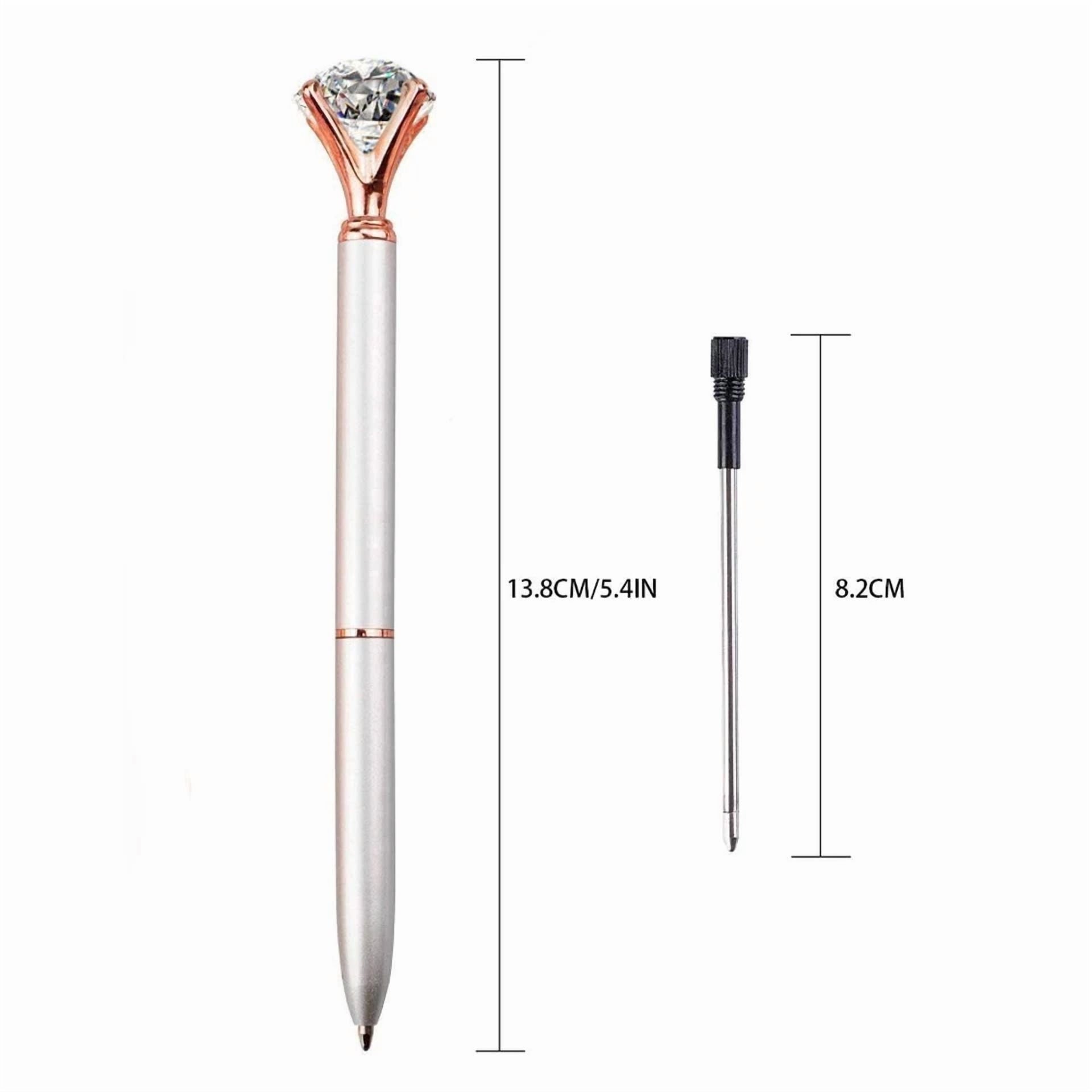 Set Of 12 Diamond Pens, Crystal Topped Ballpoint Pens For Gifting Office - Black