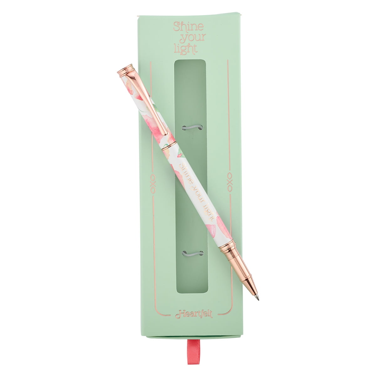 Heartfelt Ballpoint Pen Floral Coral Poppies Shine Your Light, Gel Ink Black, .5mm Fine (General merchandise)