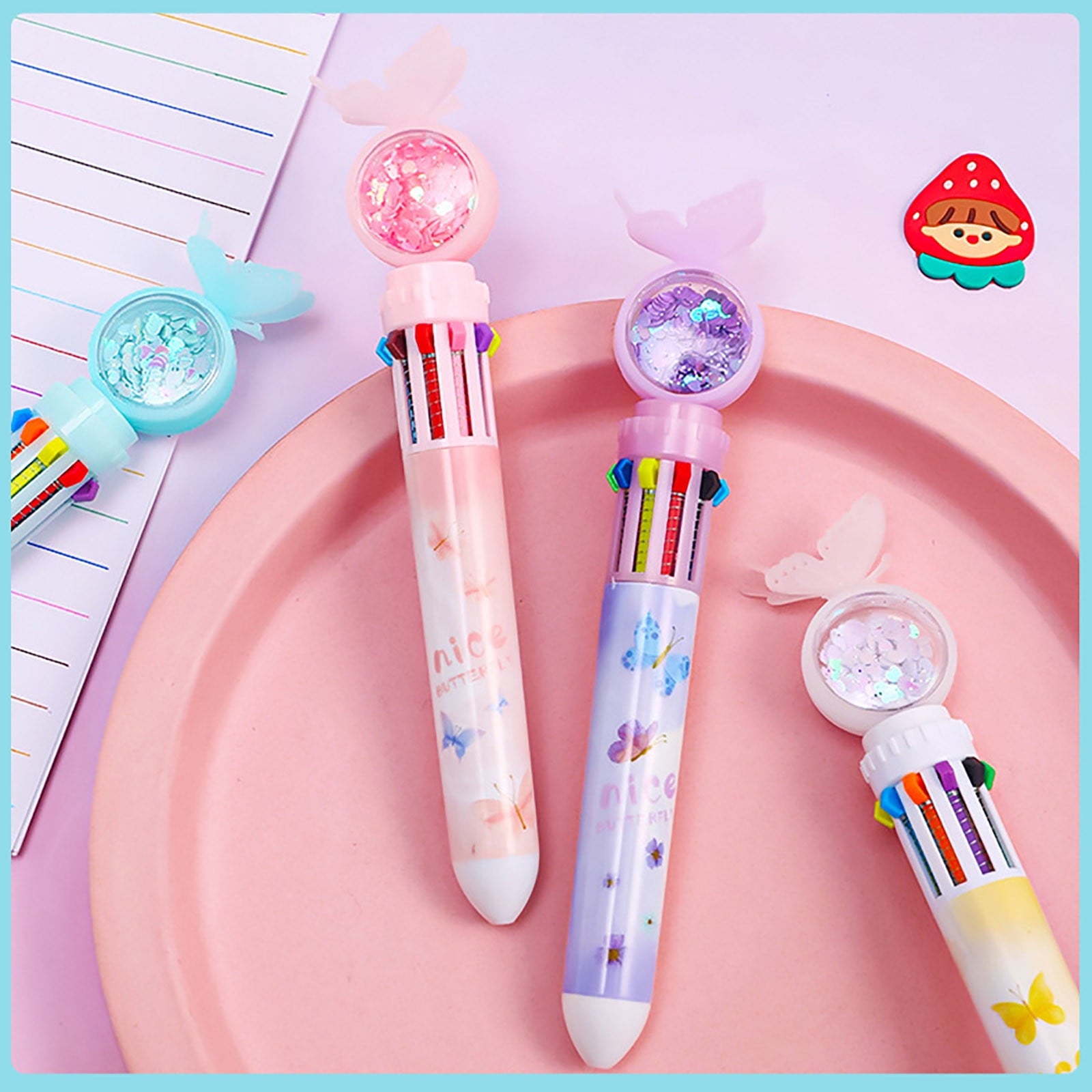 Fridja 0.5mm 10-Color Ballpoint Pen, Retractable Ballpoint Pens For Office School Students Kids Gift 10ml