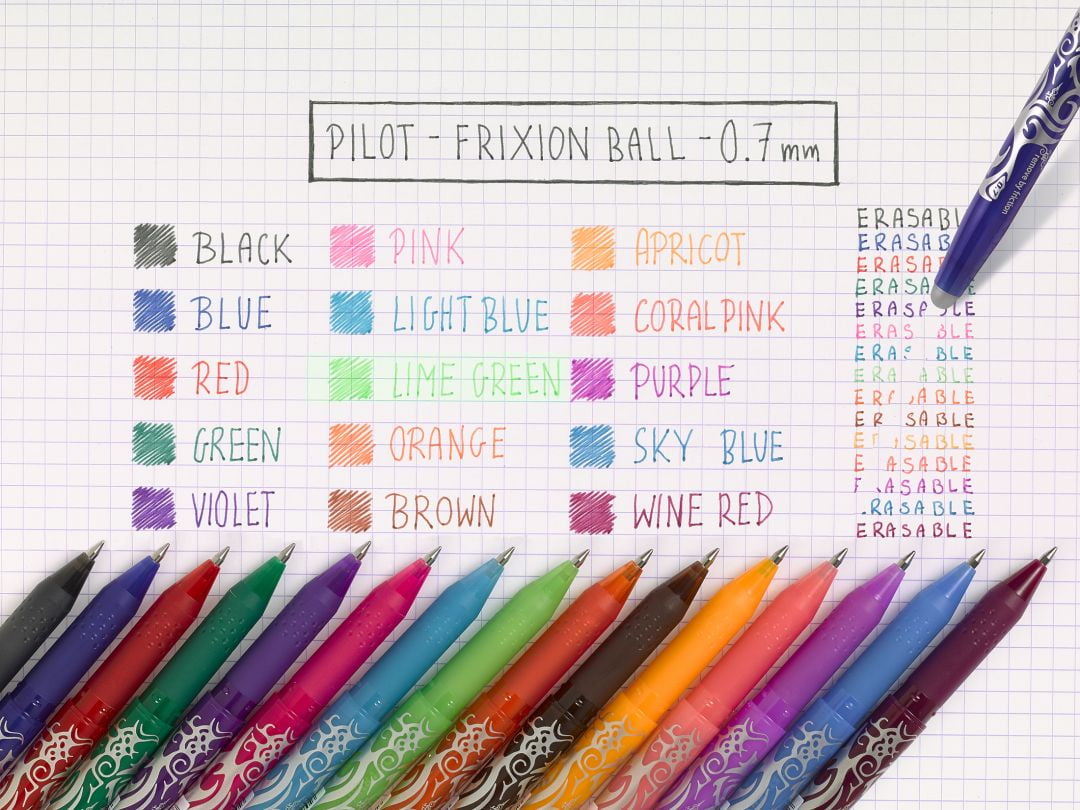Pilot Frixion Heat/Friction Erasable Rollerball Pen FR7 - 0.7mm - Wallet of 1 Pen + 3 Refills - Violet