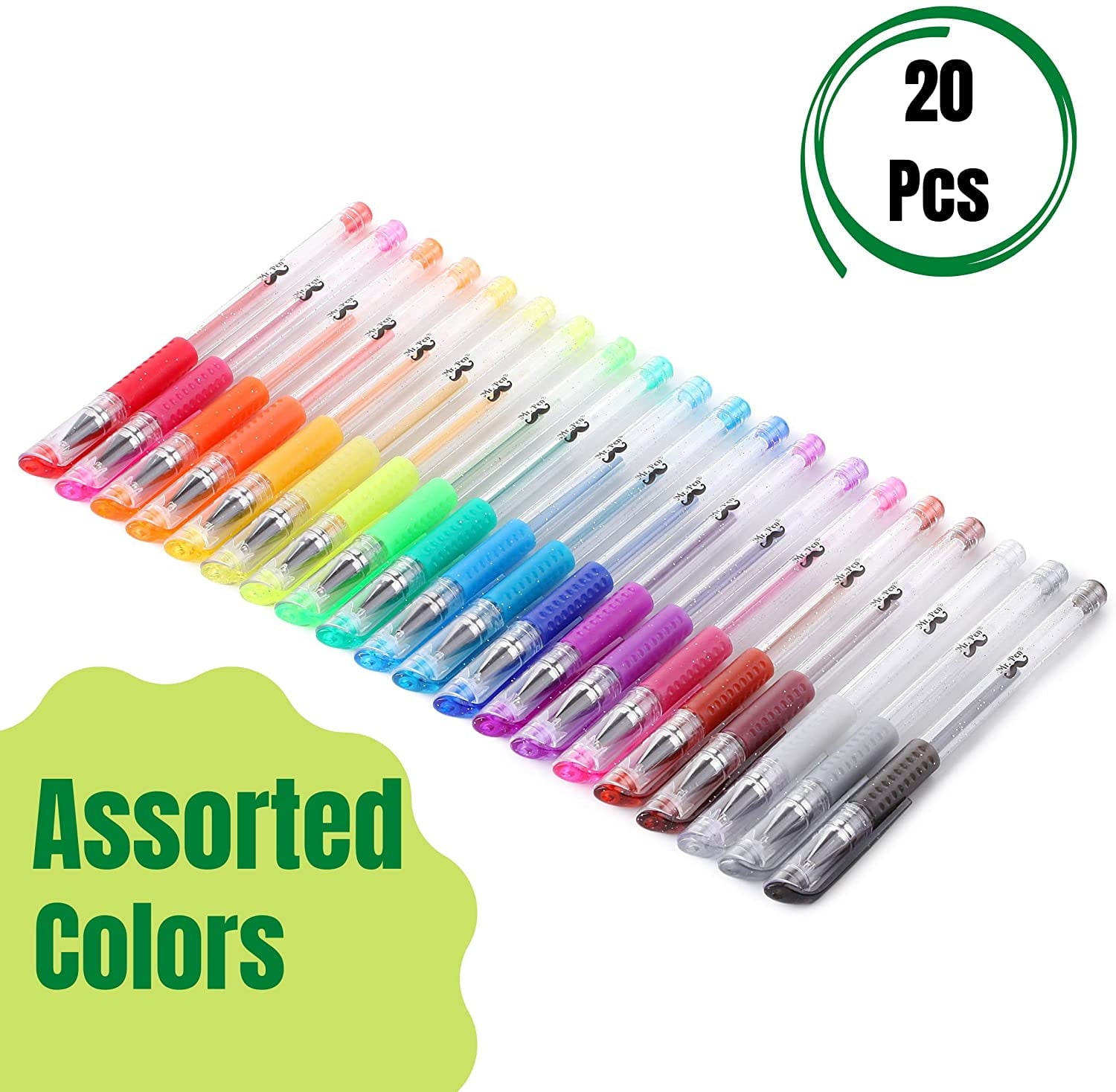 Mr. Pen- Glitter Gel Pens, Assorted Color, 20 Pack, Glitter Pen, Glitter Gel Pens for Adult Coloring