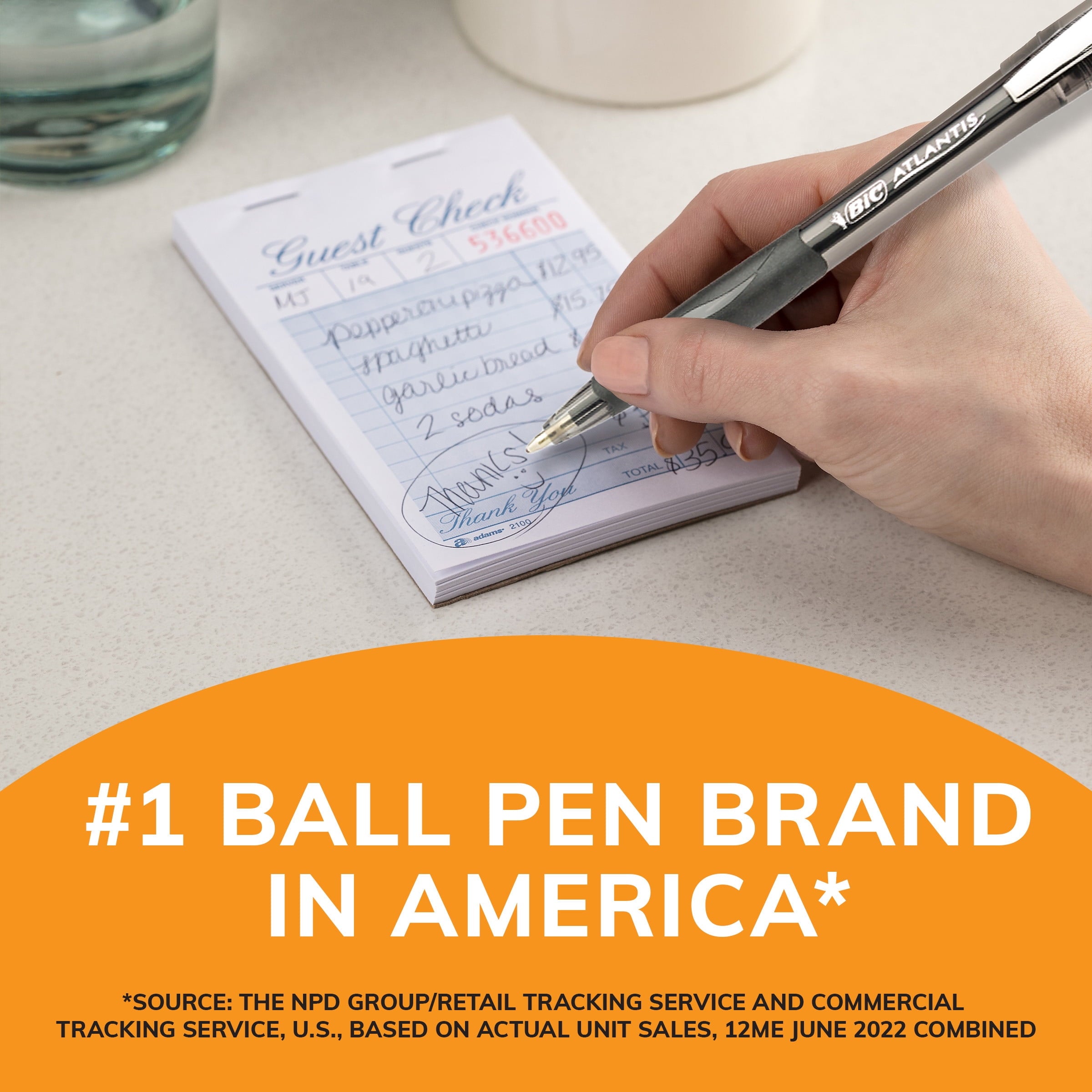 BIC Glide Original Retractable Ball Pens, Medium Point (1.0 mm), Black, 2-Count