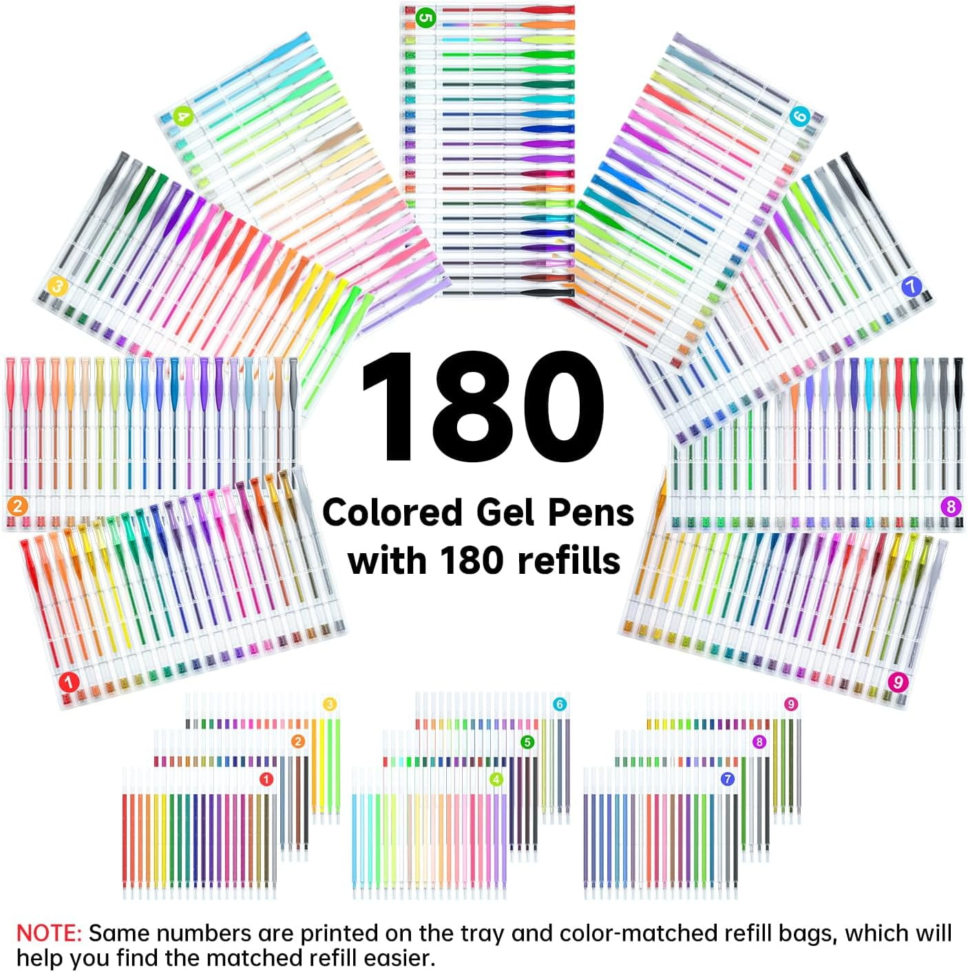 360 Pack Paint Gel Pens Set, Shuttle Art 180 Colors Gel Pen Set Plus 180 Color Refills for Adult Coloring Books Doodling Drawing Art Markers