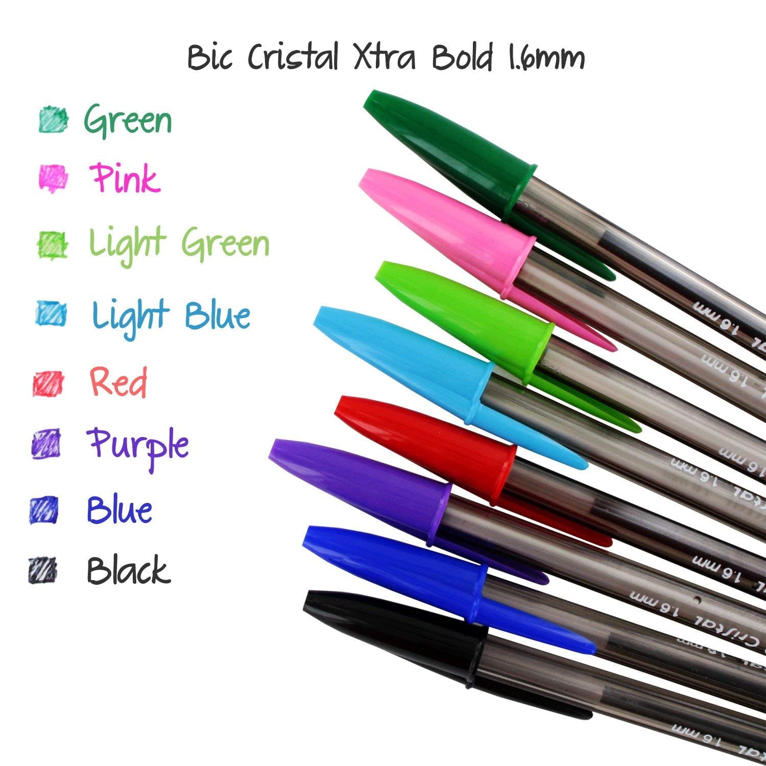Cristal Xtra Bold Fashion Bold Point (1.6mm), Assorted, 8 Count