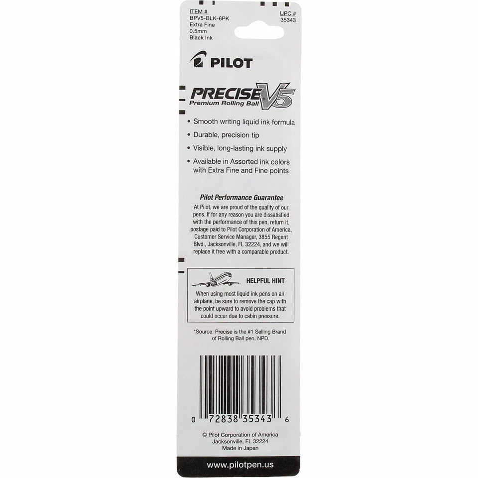 3 Pack Pilot Precise V5 Rolling Ball Pen, Extra Fine, Black 35343