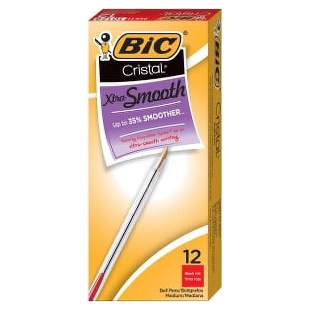 BIC Classic Cristal Ballpoint Pens Medium Pen Point - Conical Pen Point Style - Red - Clear Barrel - Metal Tip - 12 / Dozen