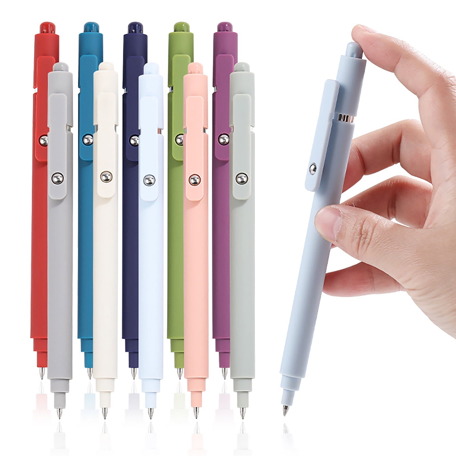 5/10Pcs Color Gel Pen Set Quick-Drying Ink 0.5mm Refill Steel Ball Clip Design Comfortable Barrel Fine Tip Gel Pens