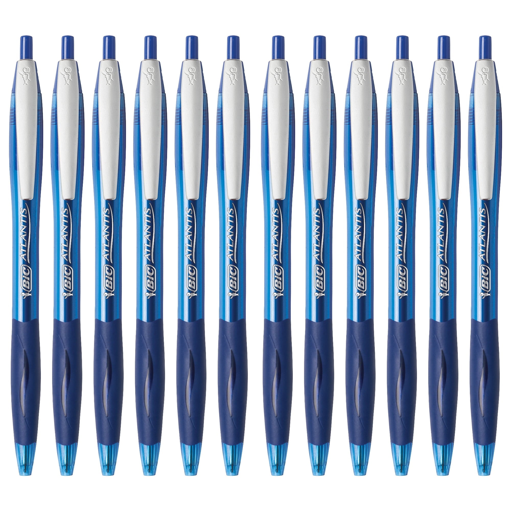 BIC Glide Black Retractable Ballpoint Pens, Medium Point (1.0mm), 12-Count, Blue