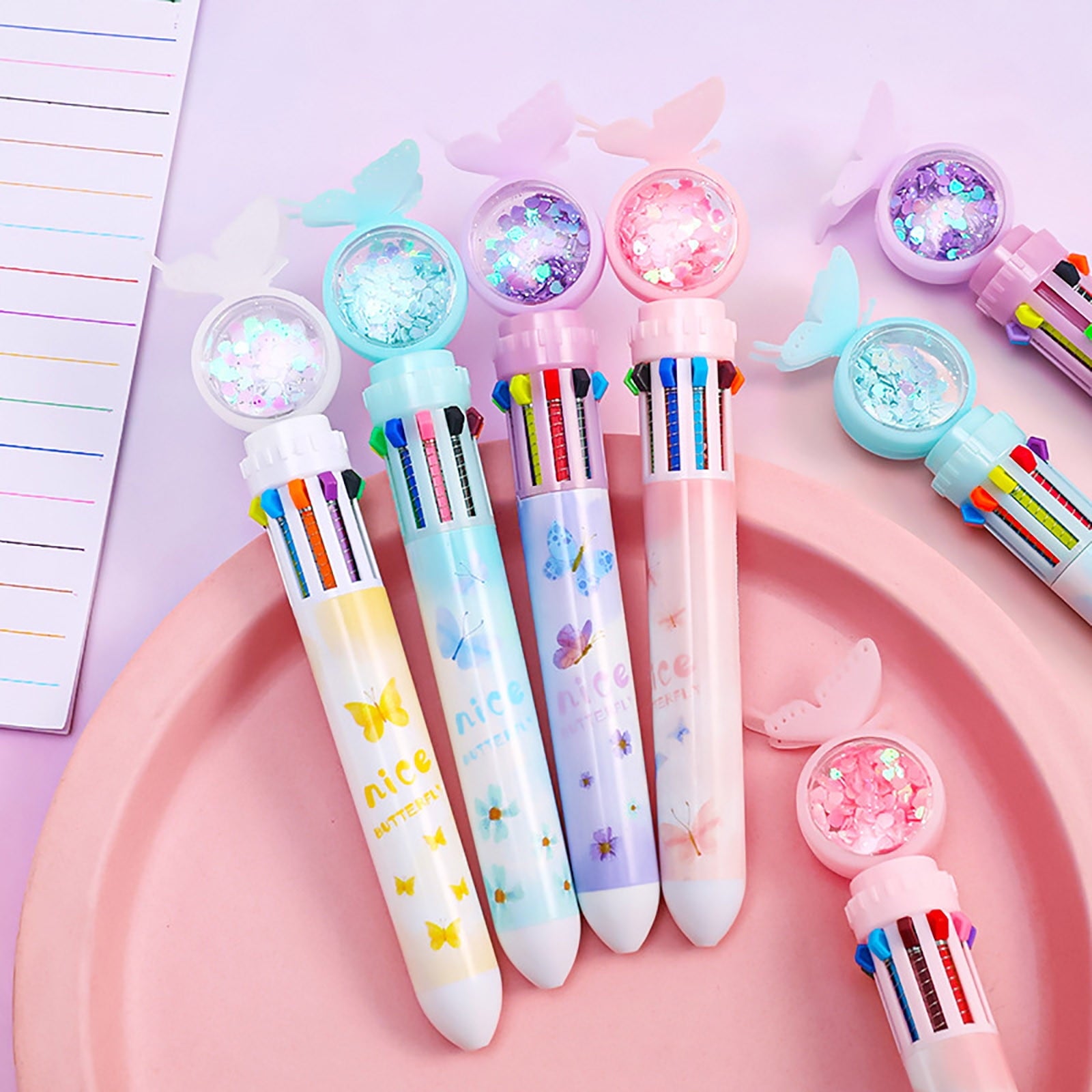Fridja 0.5mm 10-Color Ballpoint Pen, Retractable Ballpoint Pens For Office School Students Kids Gift 10ml