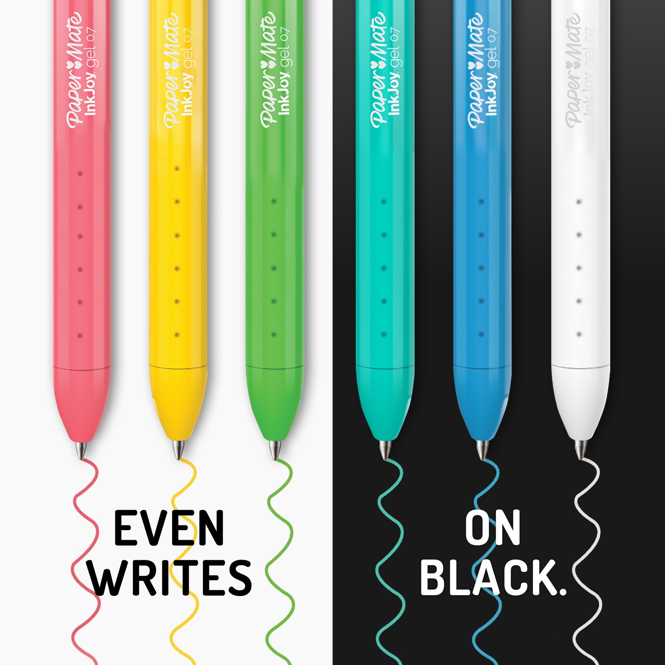Paper Mate InkJoy Bright Pens, Gel Pens, Medium Point (0.7mm), Retractable, Assorted Brighter Ink, 3 Count