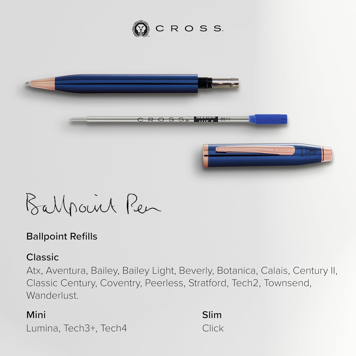 Cross Ballpoint Refill, Medium Black, 2 per card, (8513-2)