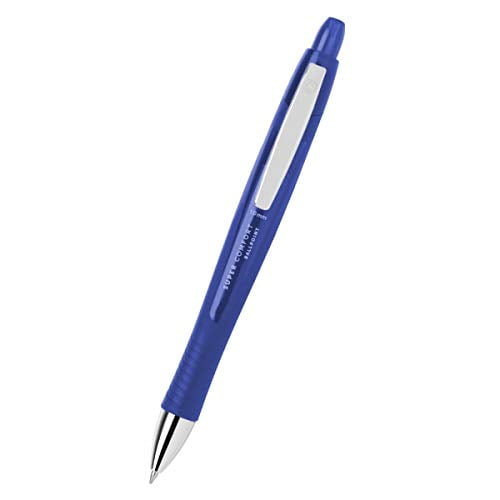 Office Depot Retractable Ballpoint Pens With Grip, Medium Point, 1.0 mm, Blue Barrel, Blue Ink, Pack Of 6