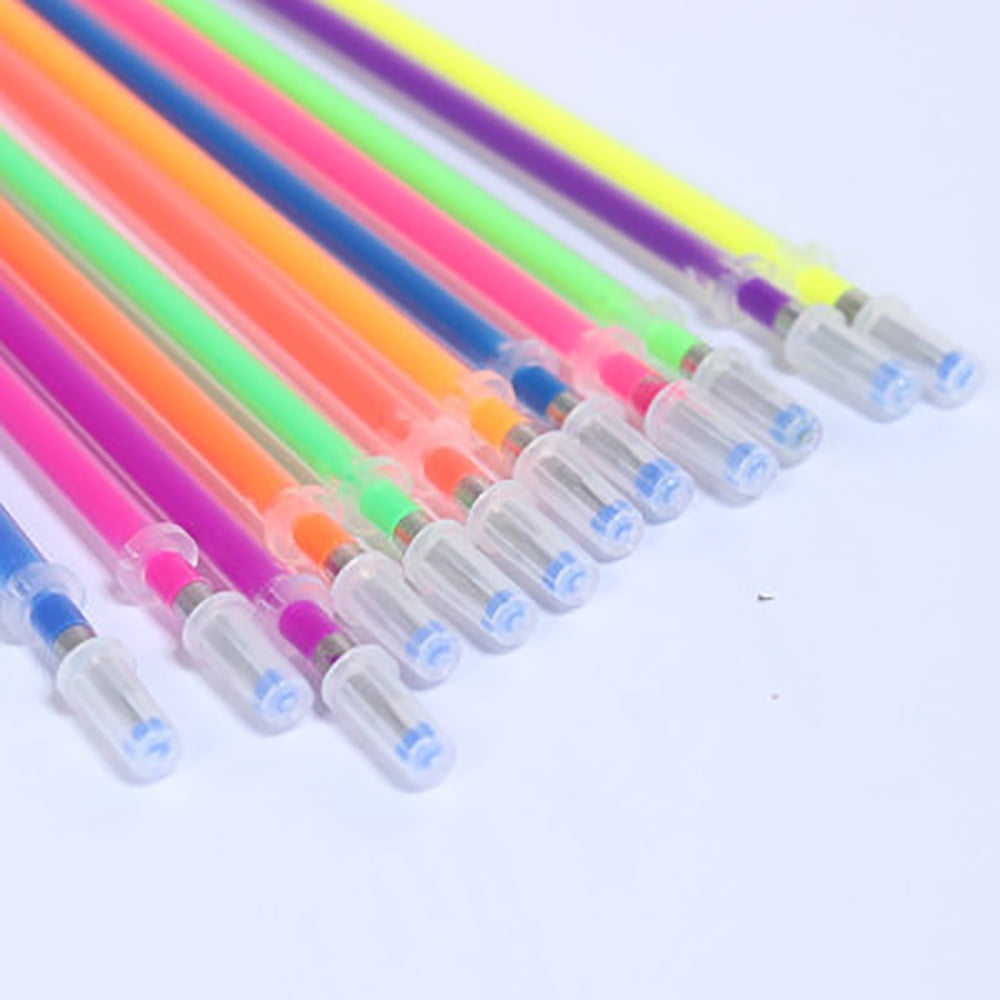 48pcs Gel Pens Gel Refills Rollerball Neon Glitter Pen Drawing Colors 60ml