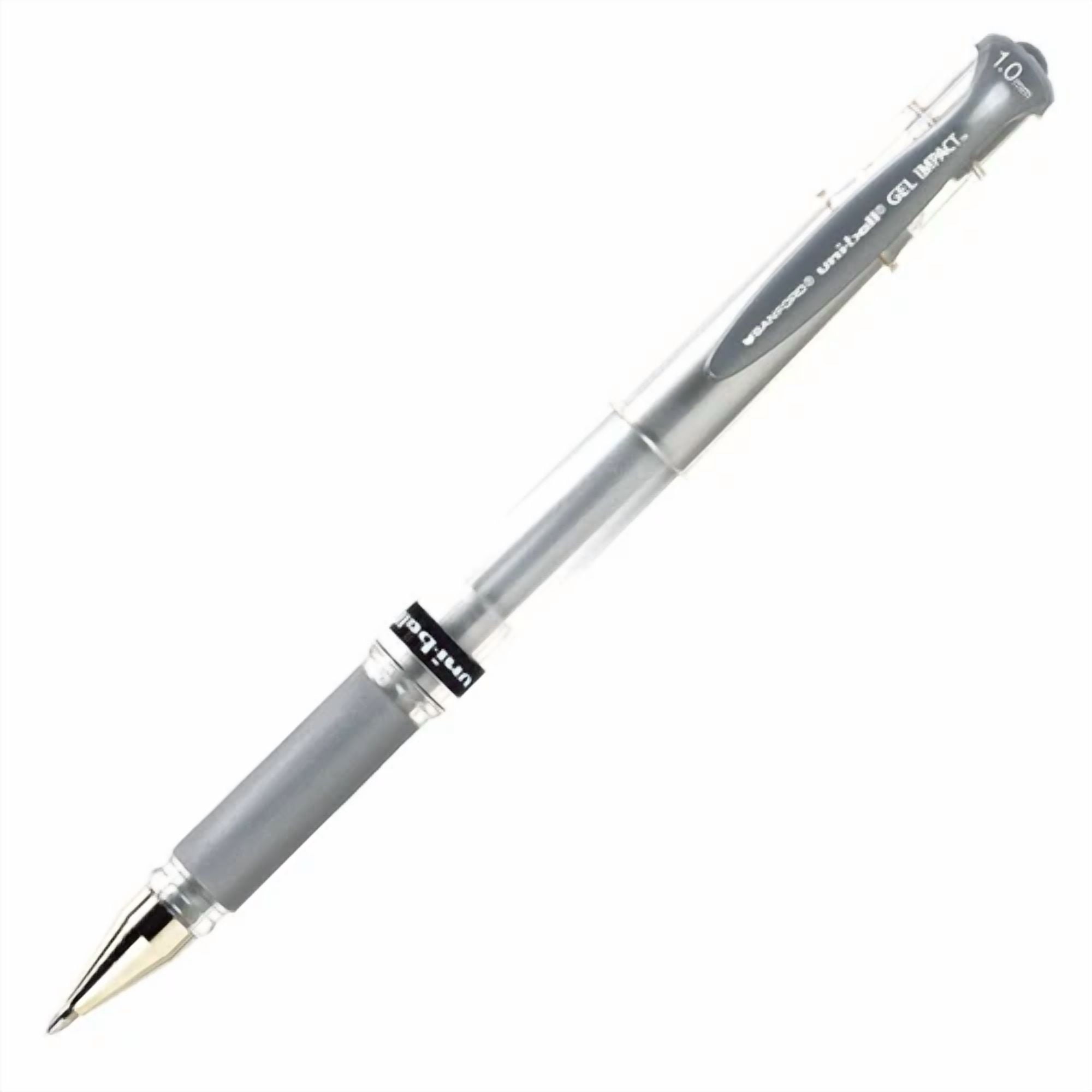 60658 Uniball Gel Impact Rollerball Pen, Bold 1.0Mm, Metallic Silver, Pack Of 5