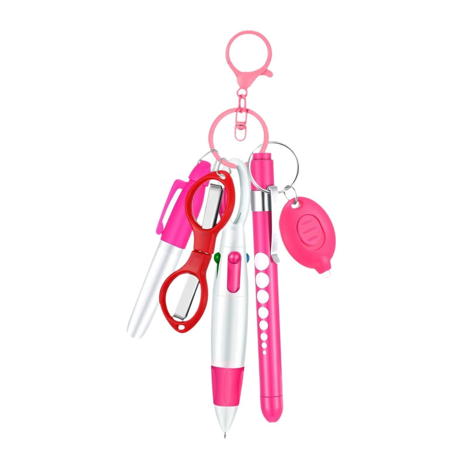 PETSOLA 6 Pieces Nurse Pen Set Party Favor Office Supplies Gift Retractable Ball Pen Pink