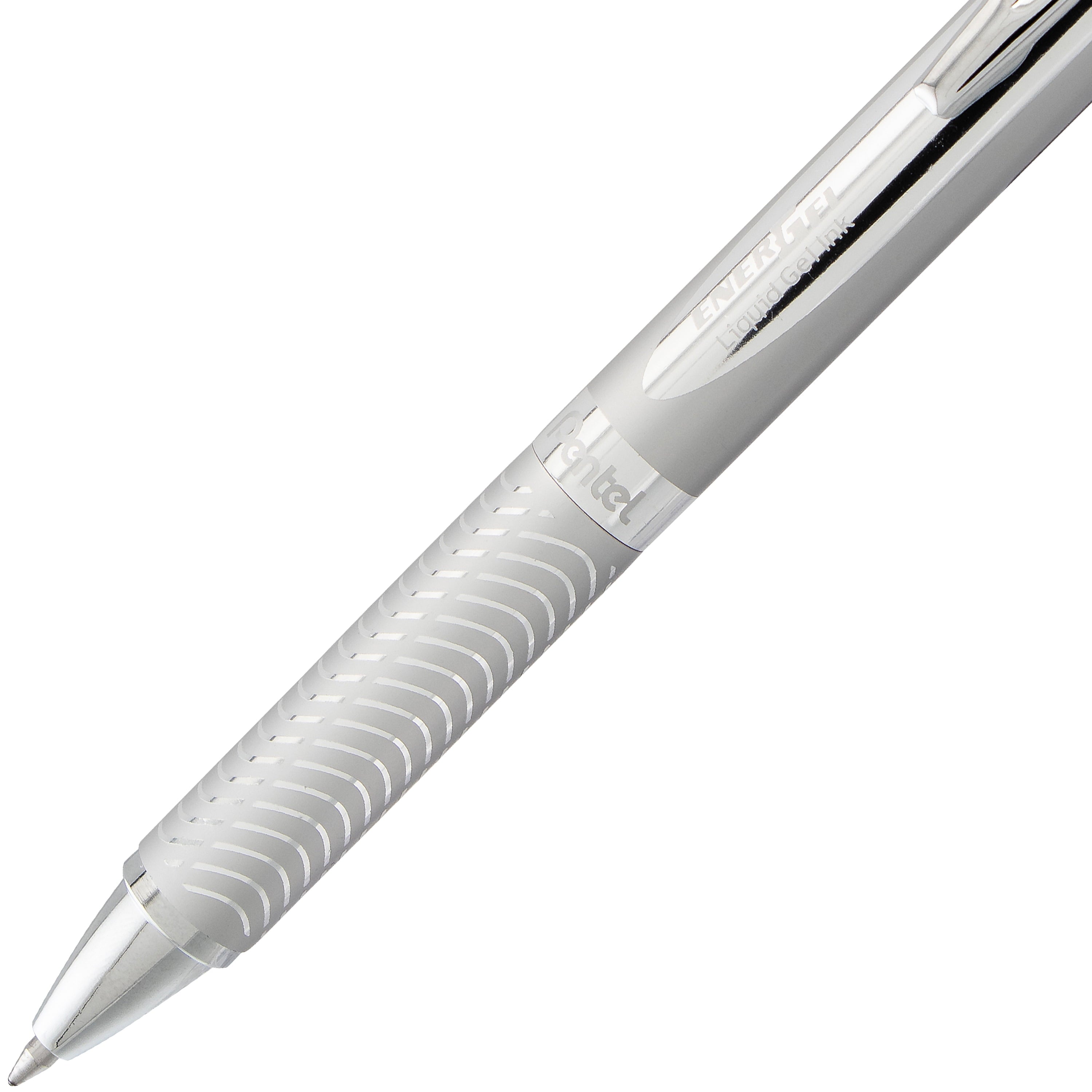 Pentel EnerGel Alloy Retractable Premium Liquid Gel Pen, (0.7mm) Metal Tip, Medium Line, Silver Barrel, Black Ink