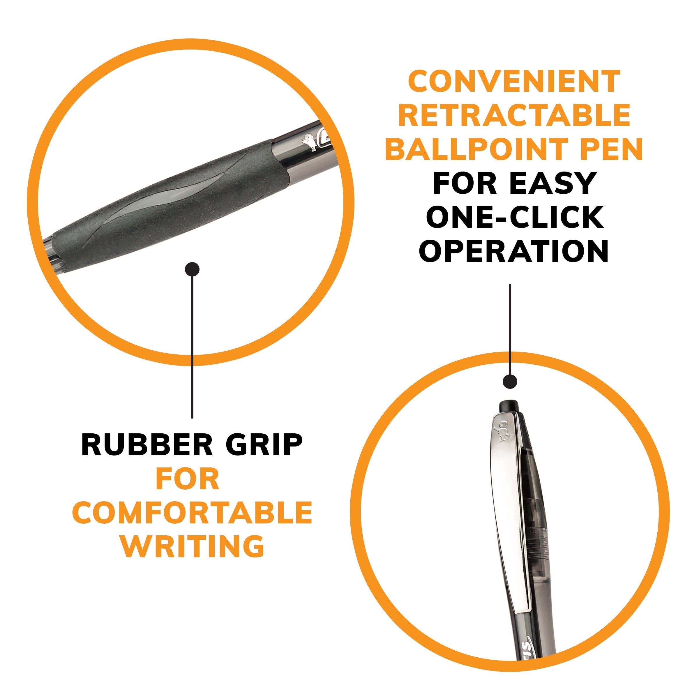 BIC Glide Original Retractable Ball Pens, Medium Point (1.0 mm), Black, 2-Count