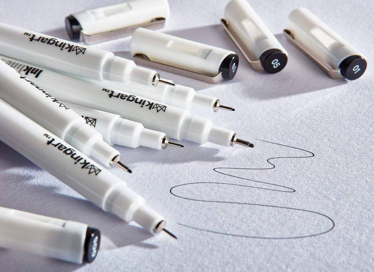 KINGART Inkline Art & Graphic Pens, Fine Line, Archival Black Ink, Assorted Sizes, 10 Count