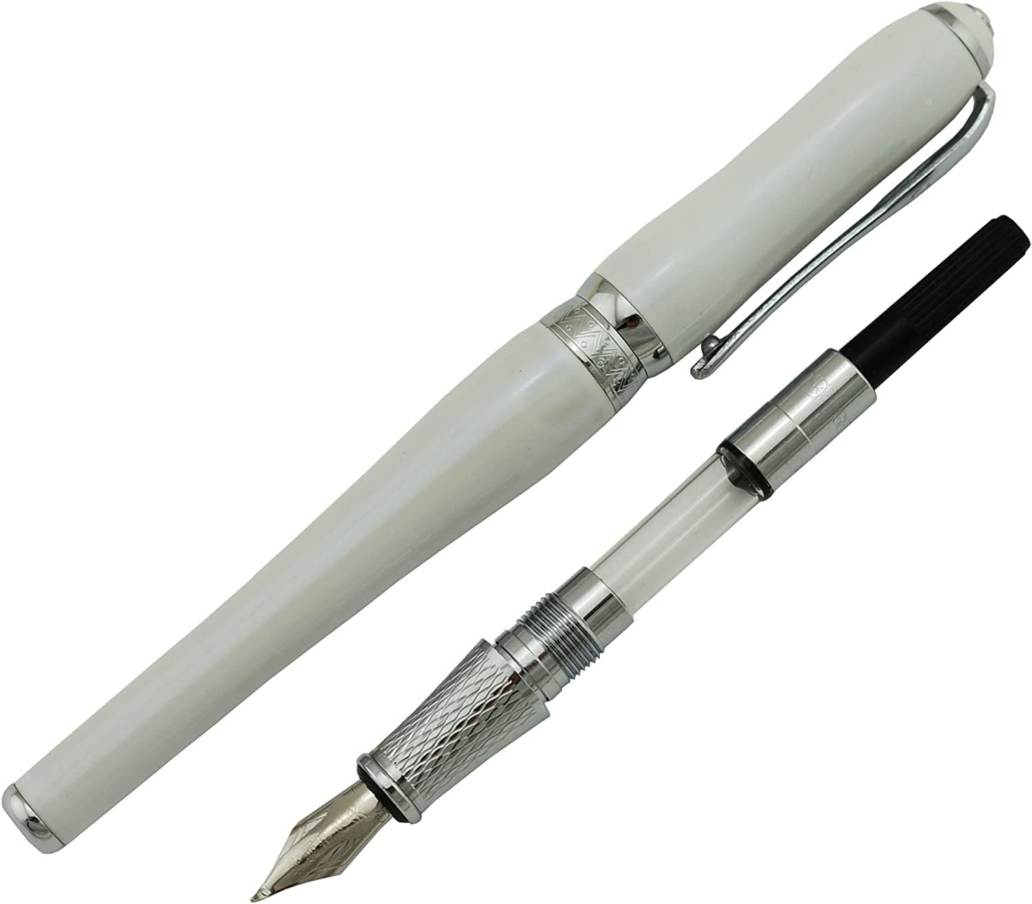 Duke Fude Nib Fountain Pen Medium to Broad Nature Mother Pearl on Cap with Pen Pouch sketching Art Drawing Signature Calligraphy Pen Case Set