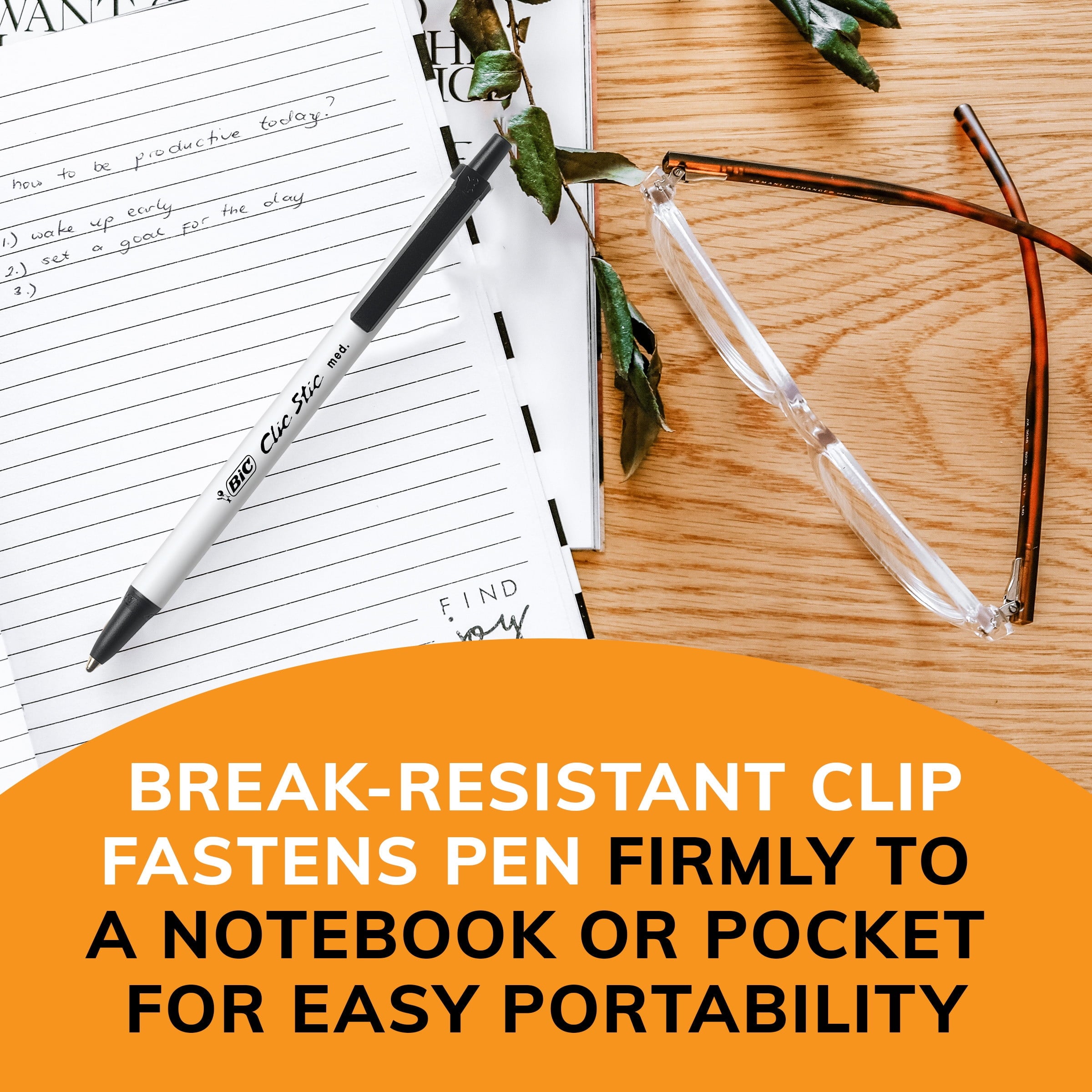 BIC Clic Stic Retractable Ball Pen, Medium Point, Black, 12-Pack