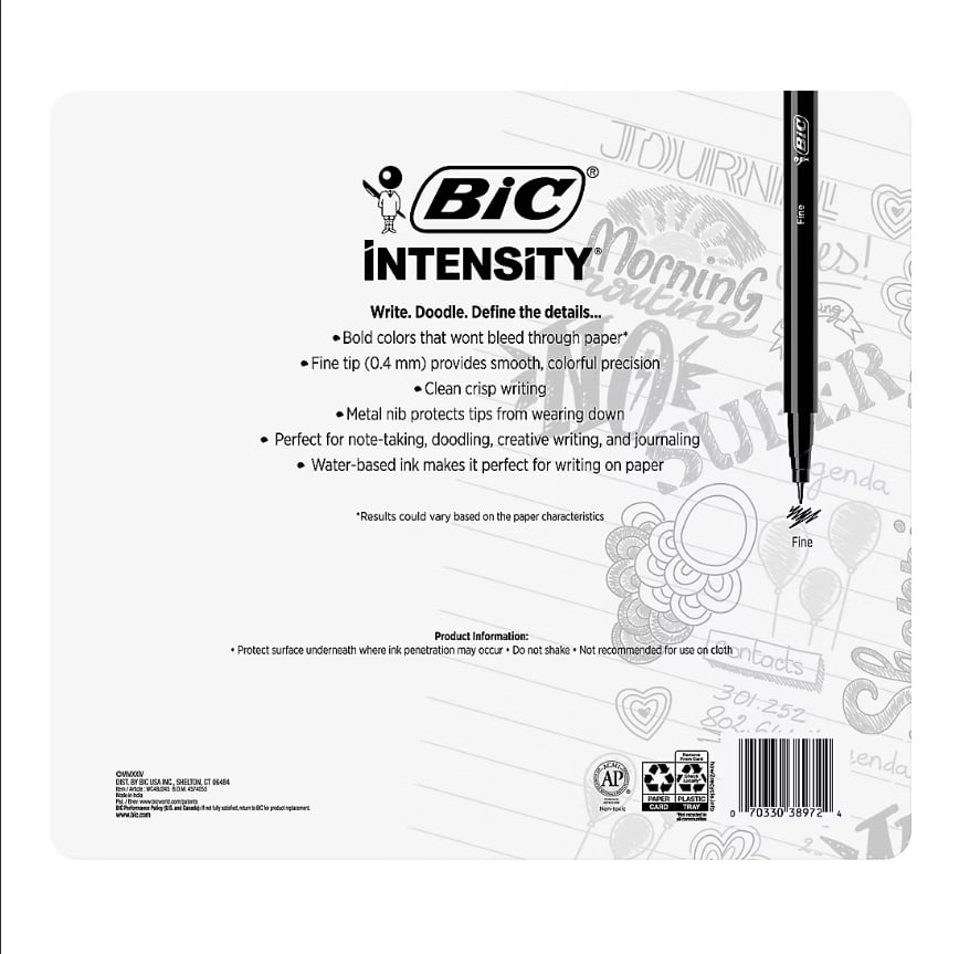 BIC Intensity Fineliner Color Collections Fine Tip Assorted Color Pens, 21 ct.