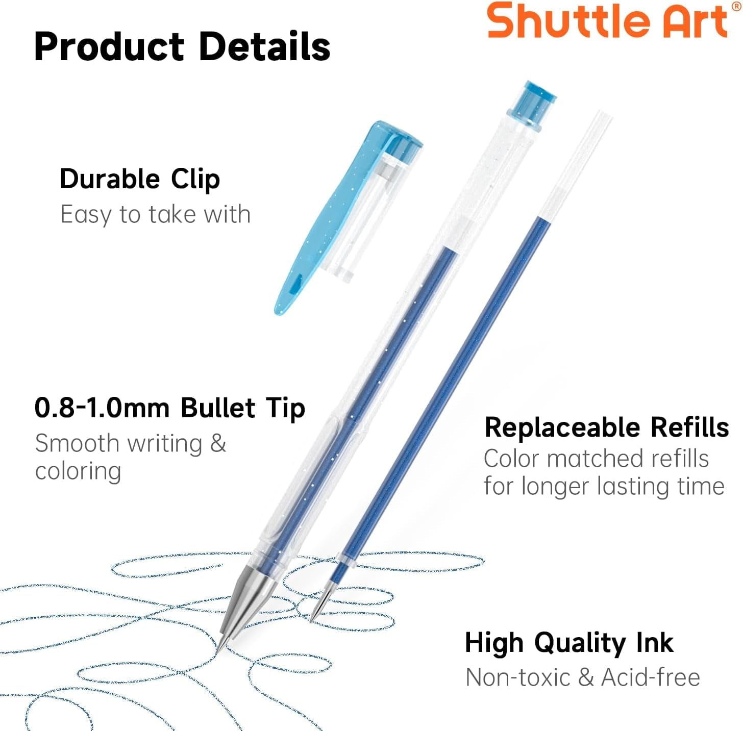 360 Pack Paint Gel Pens Set, Shuttle Art 180 Colors Gel Pen Set Plus 180 Color Refills for Adult Coloring Books Doodling Drawing Art Markers