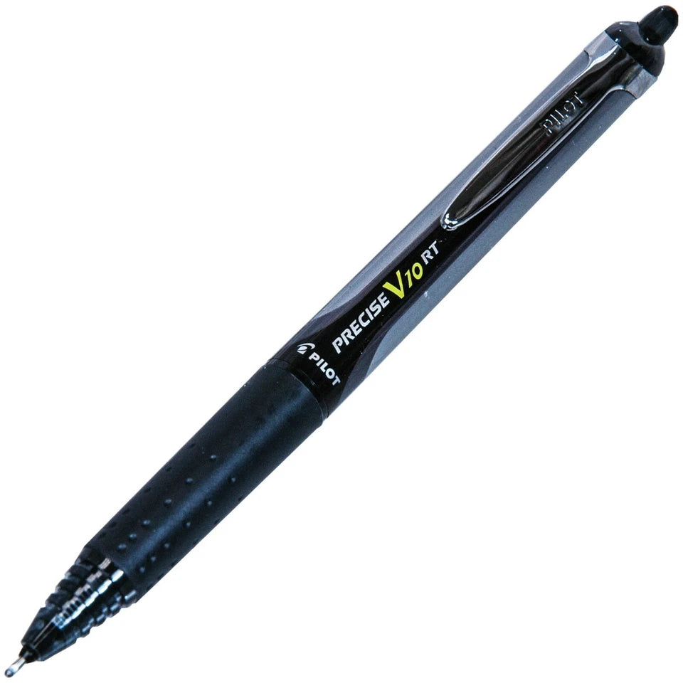 Pilot Precise V10 Rt, 3 Pens, 4 Packs Of Refills, Black Ink, 1.0Mm Bold Point