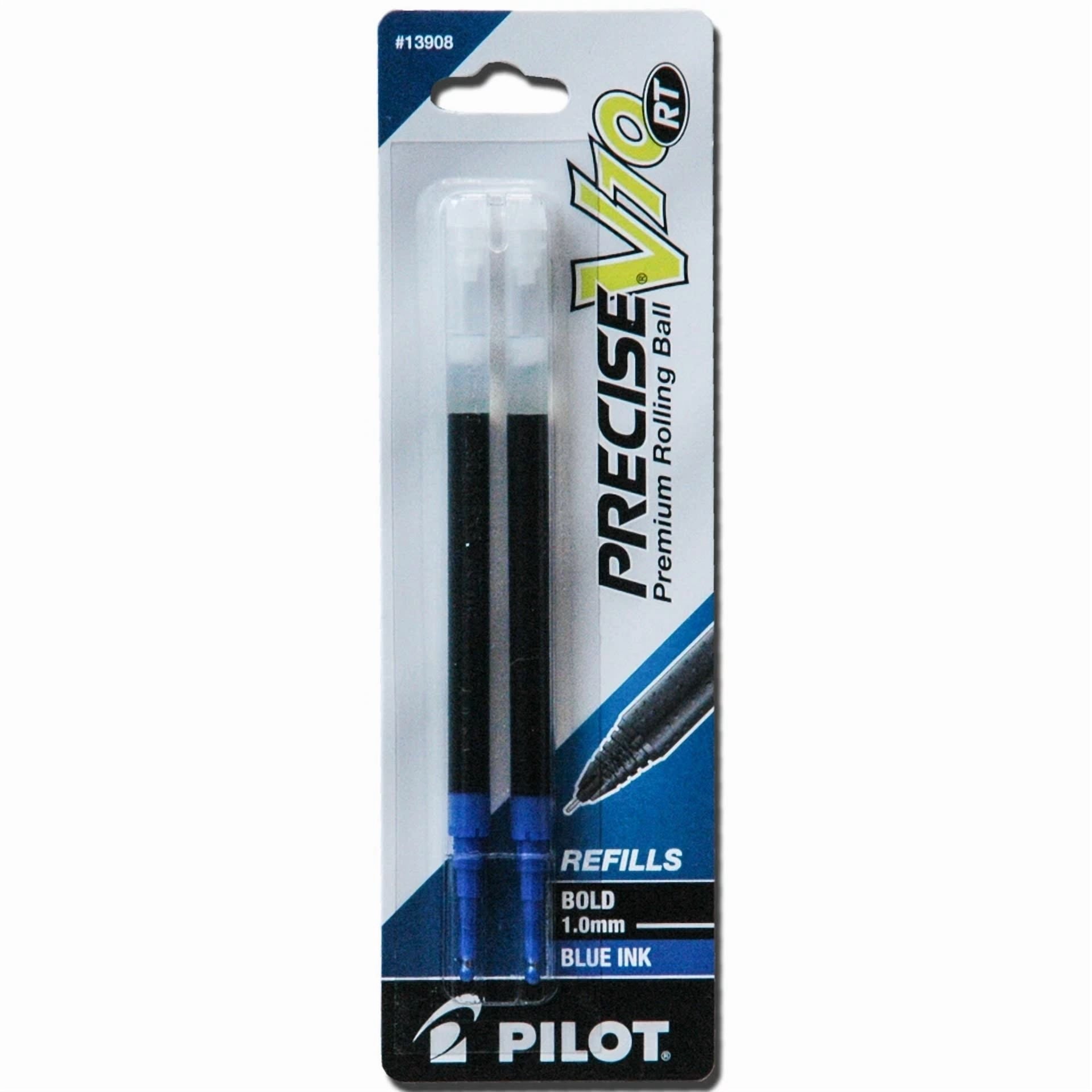 Pilot Precise V10 Rt, 3 Pens, 4 Packs Of Refills, Blue Ink, 1.0Mm Bold Point